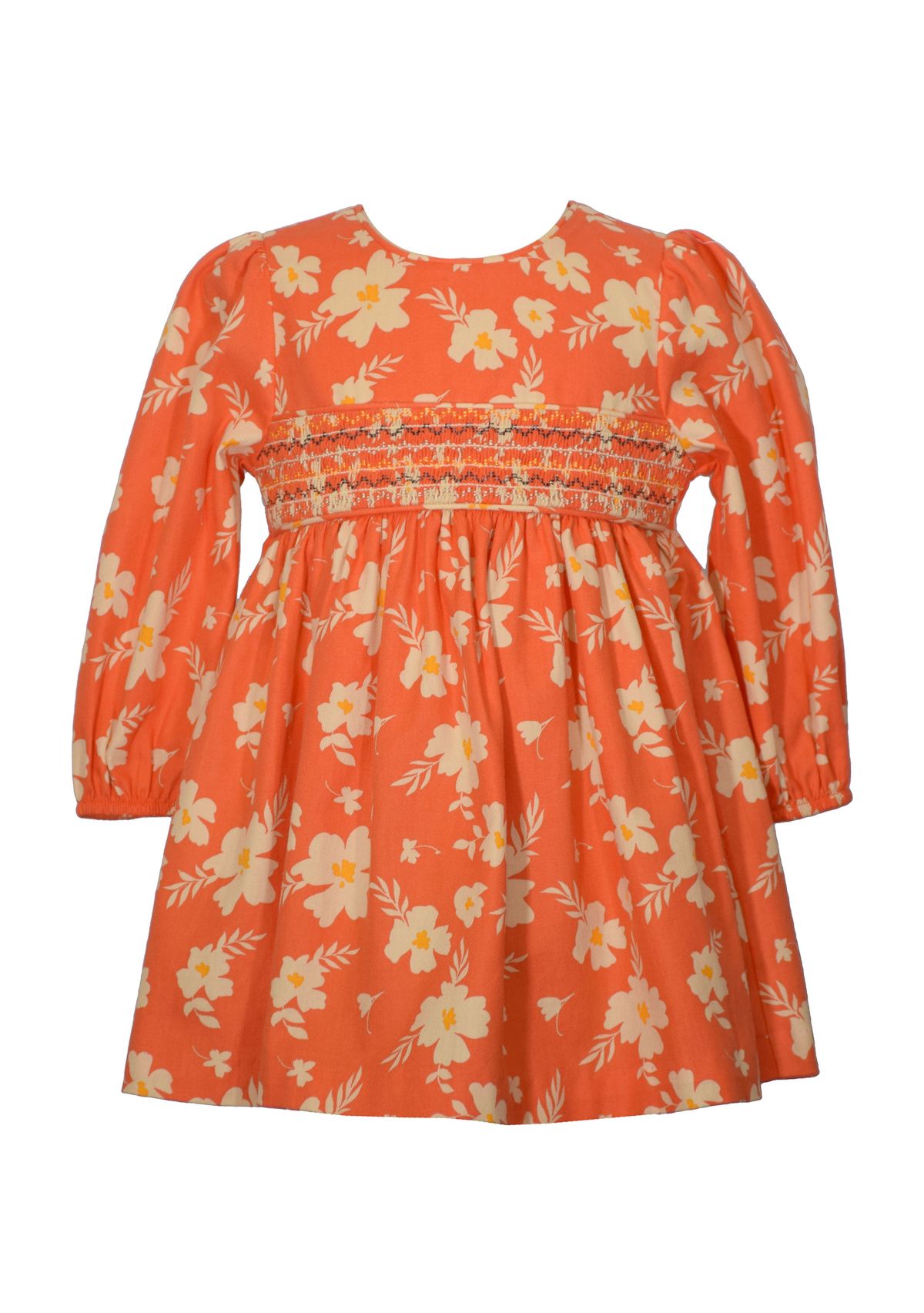 Baby Girls Long Sleeve Floral Smocked Dress