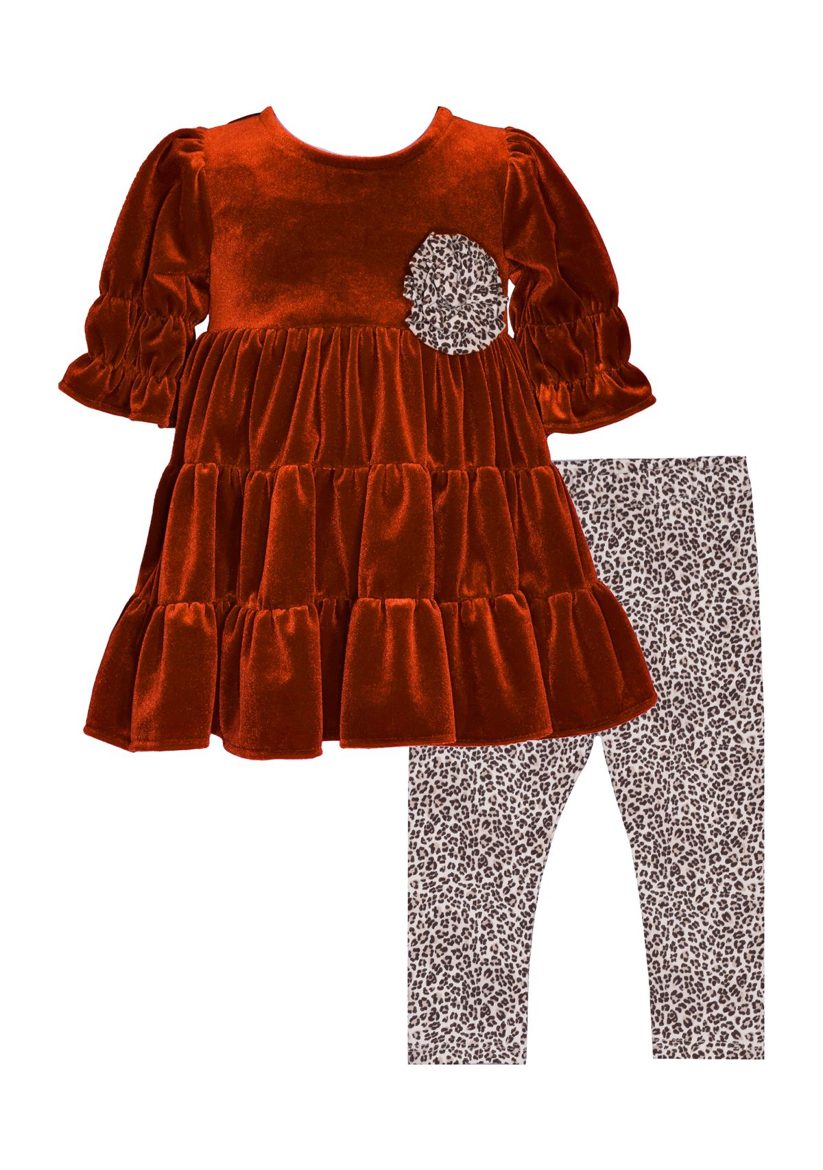 Baby Girls Stretch Velvet Leggings Set