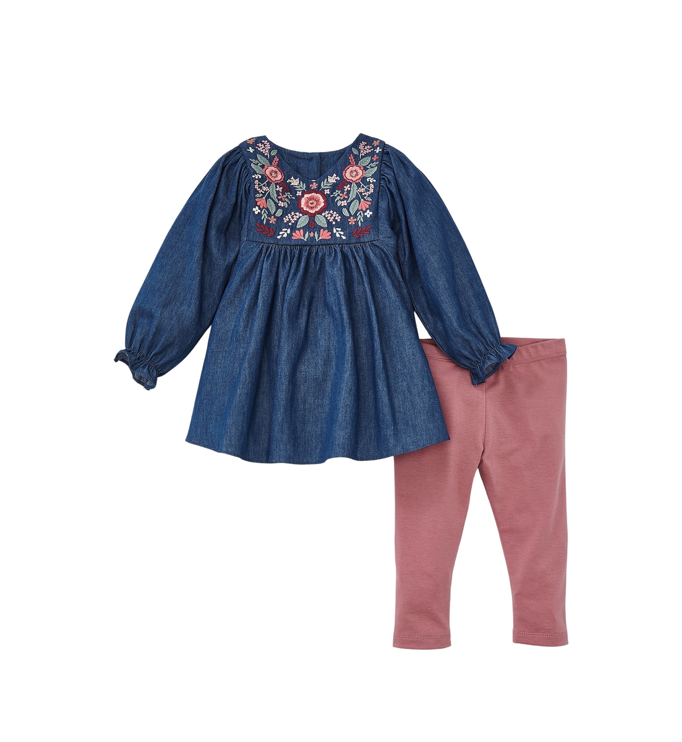Baby Girls Embroidered Top and Leggings Set