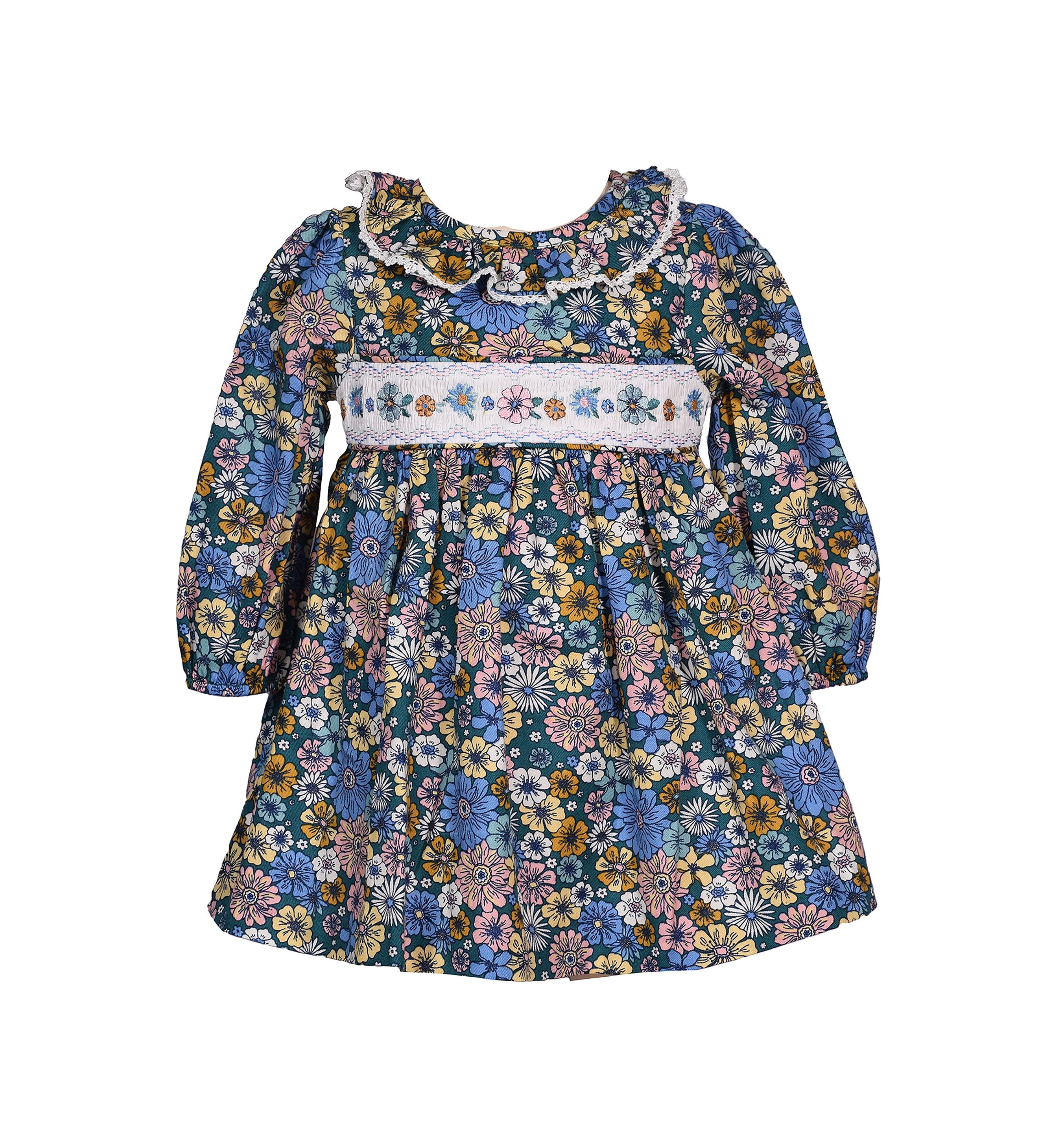 Baby Girls Floral Printed Smocked Dress