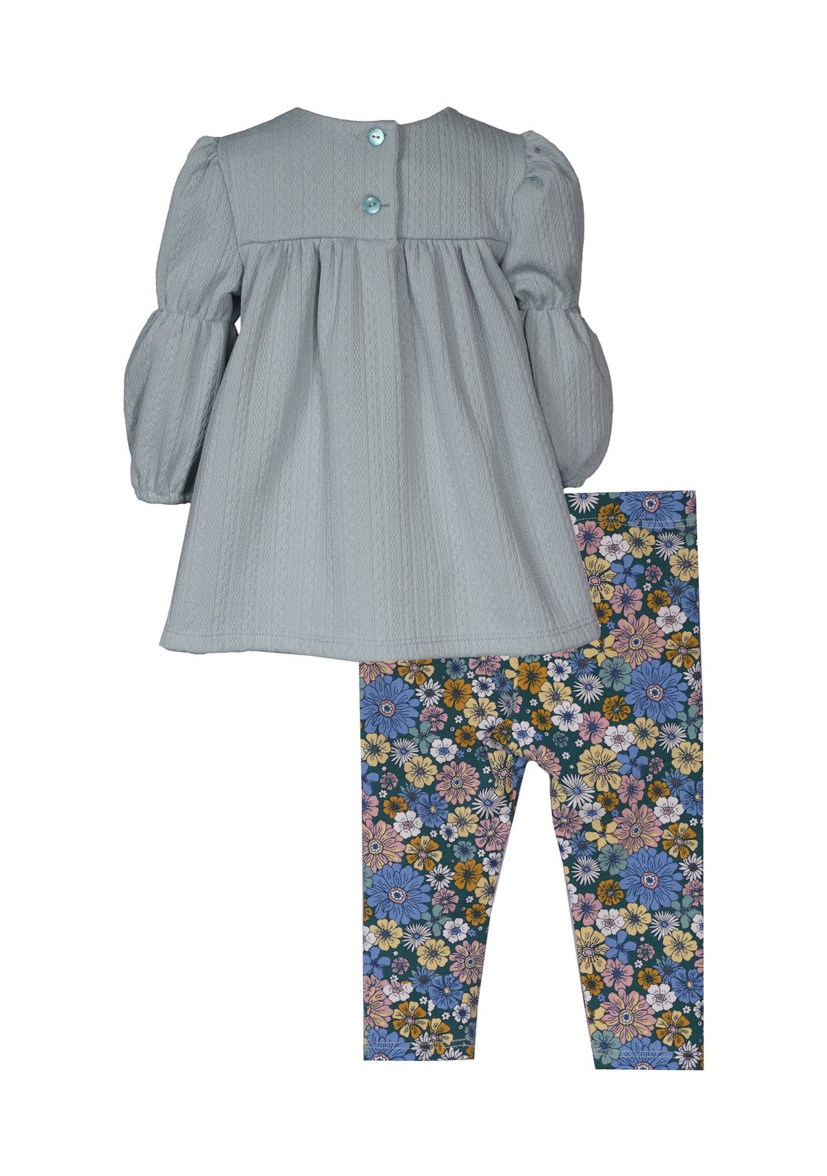 Baby Girls Floral Embroidered Top and Printed Leggings Set