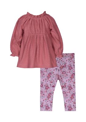 Bonnie Jean Baby Girls Clip Dot Top and Printed Leggings Set, 3 - 6 Months