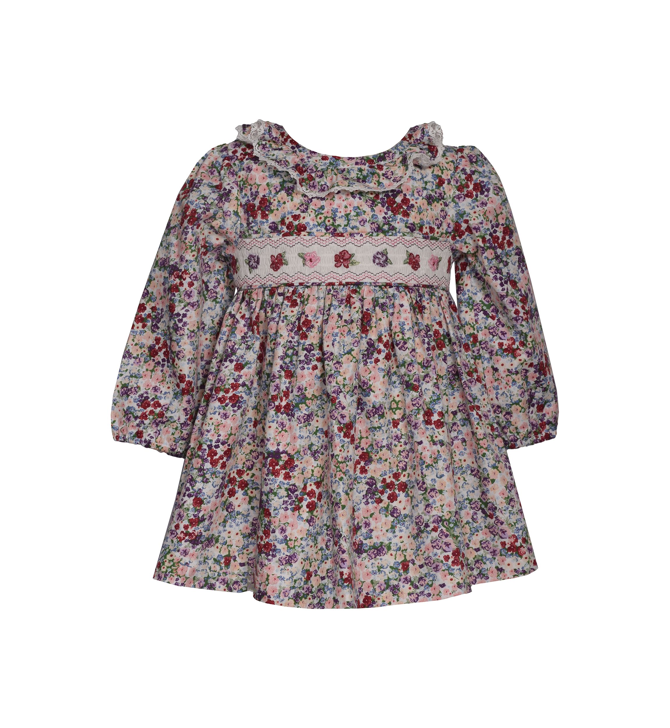 Baby Girls Ruffle Floral Printed Smocked Dress