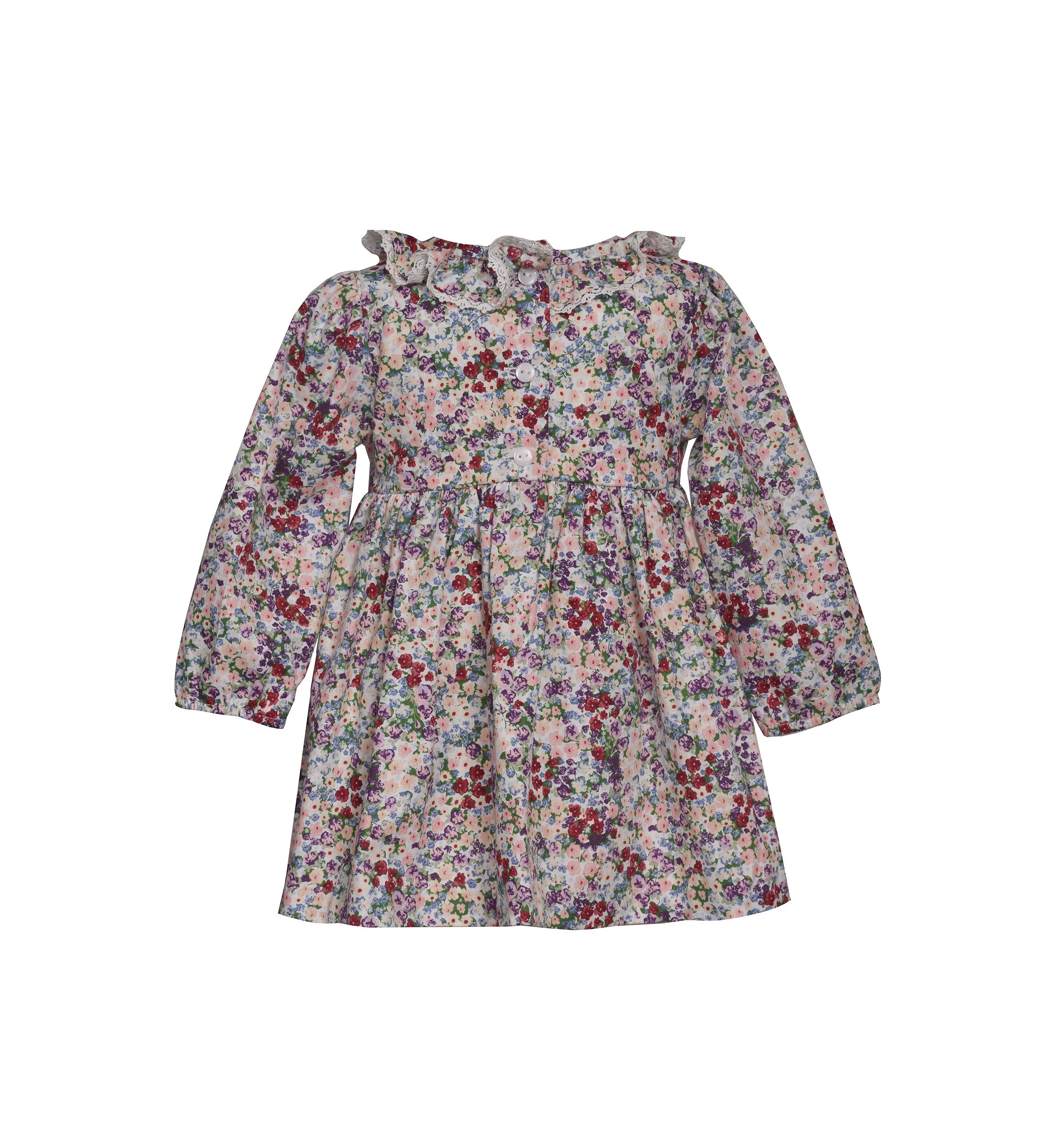 Baby Girls Ruffle Floral Printed Smocked Dress