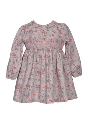 Bonnie Jean Baby Girls Long Sleeve Floral Smocked Dress