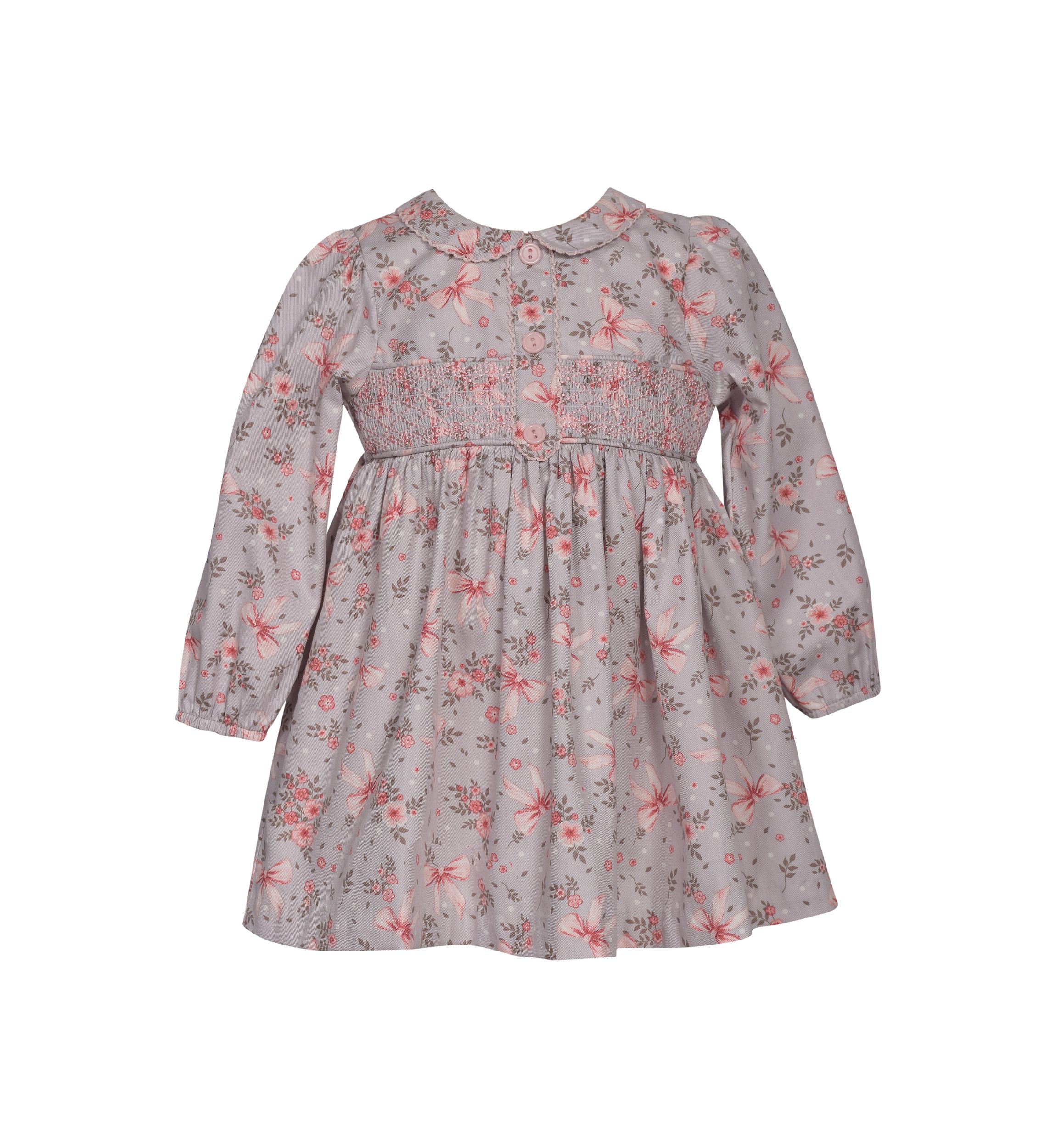 Baby Girls Long Sleeve Floral Smocked Dress