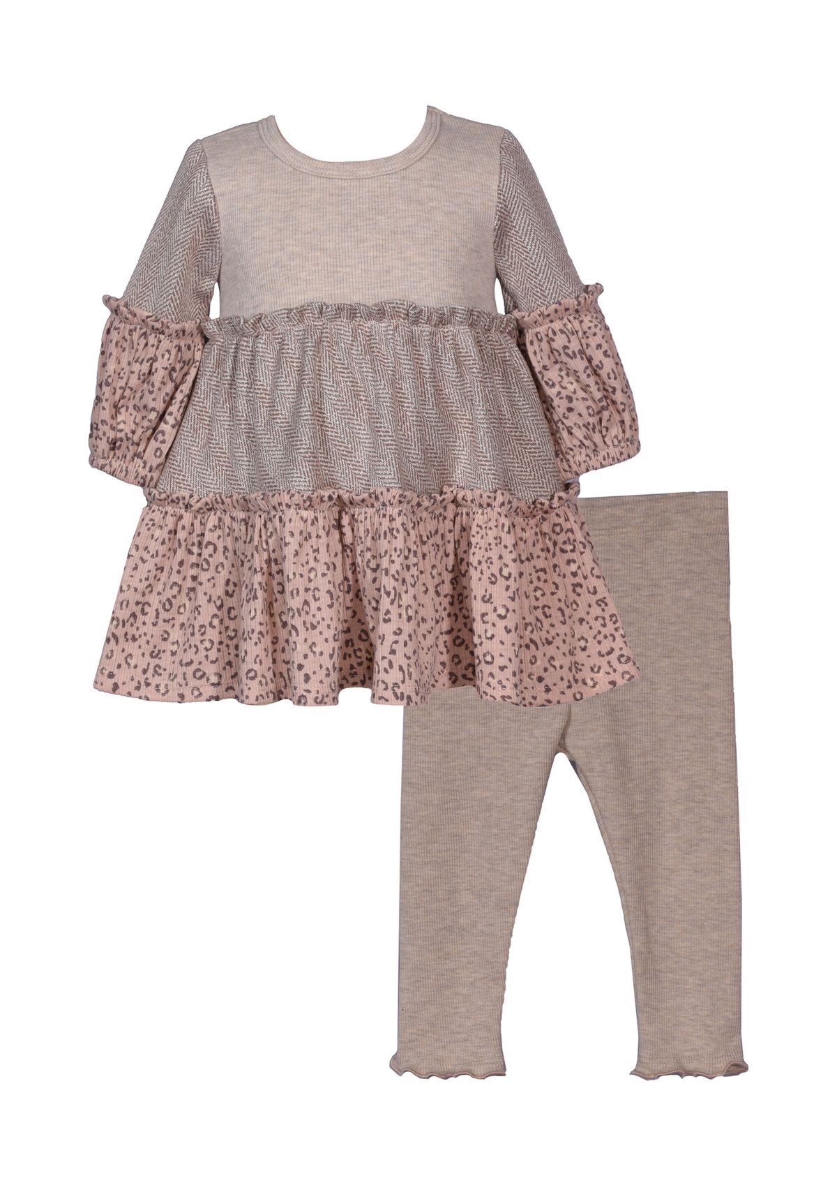 Baby Girls Tiered Printed Top and Leggings Set