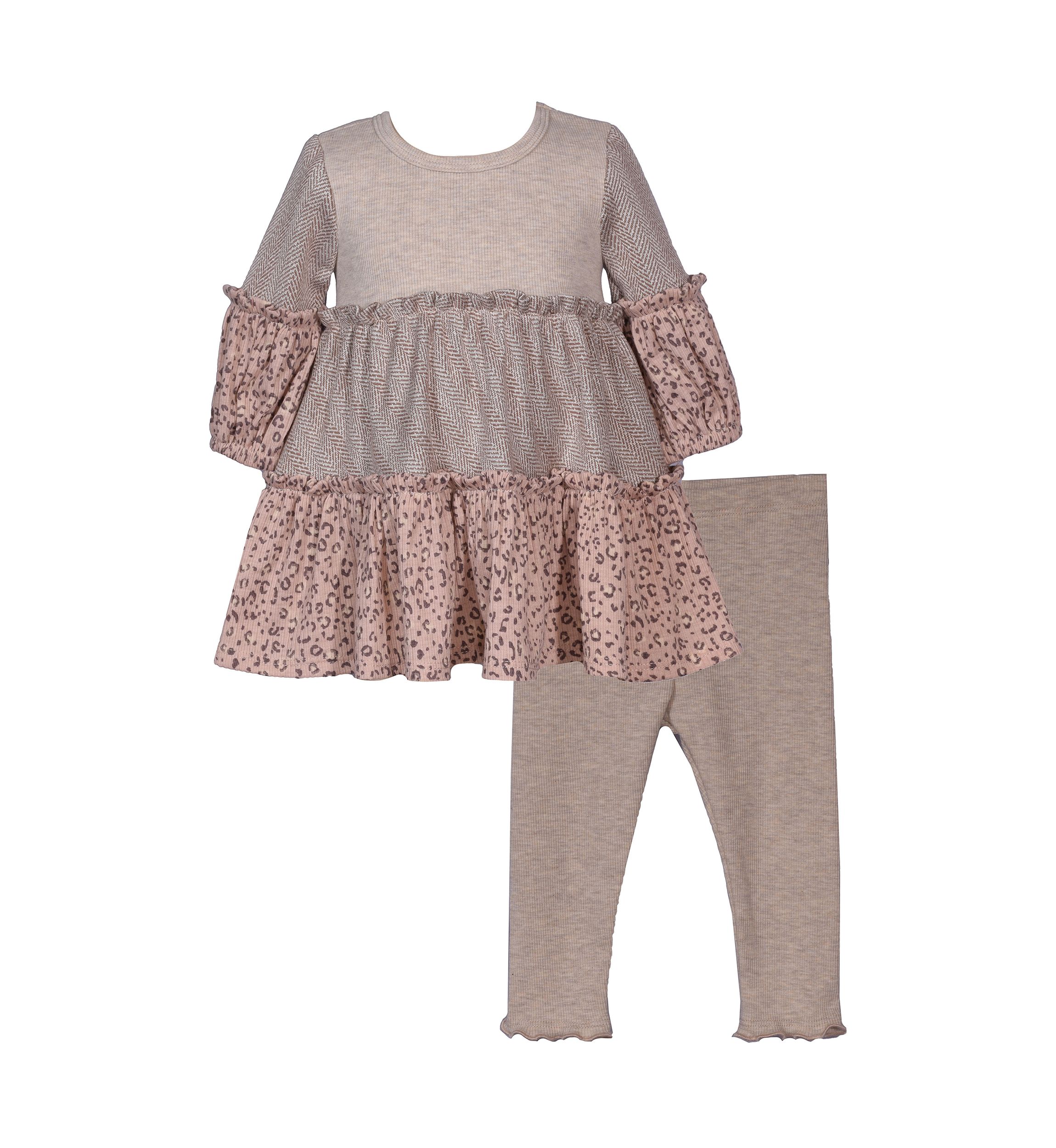 Baby Girls Tiered Printed Top and Leggings Set