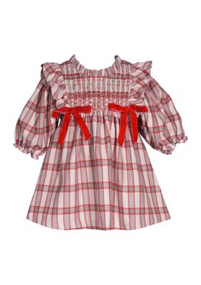 Bonnie Jean Toddler Girls Plaid Printed Smocked Dress with Bows | belk