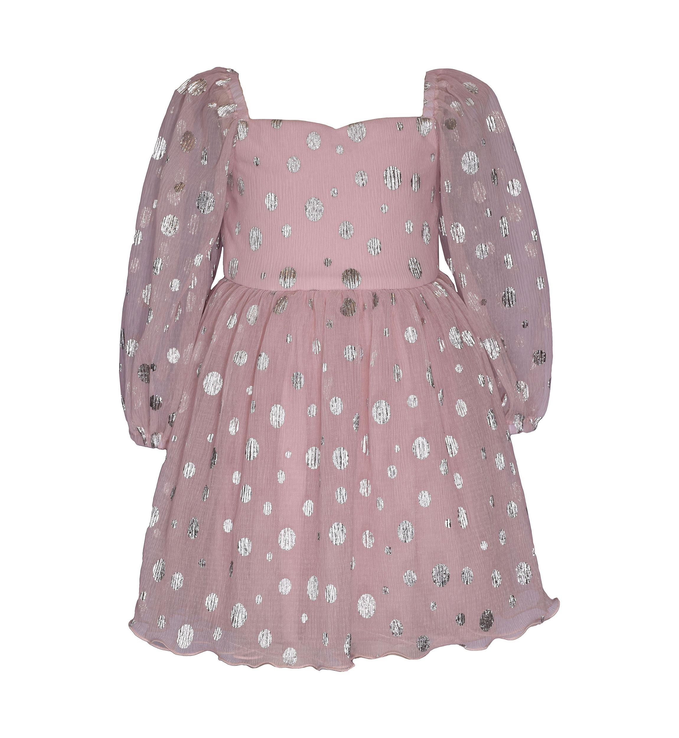 Toddler Girls Sheer Mesh Foil Dot Dress