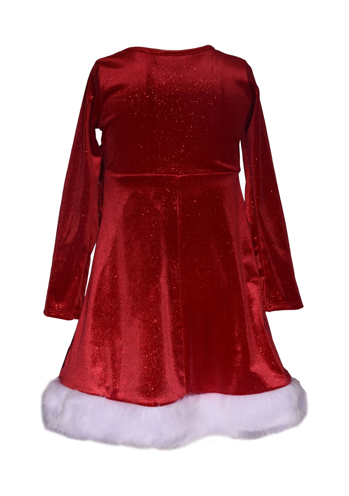 Toddler Girls Stretch Velvet Dress with Fur