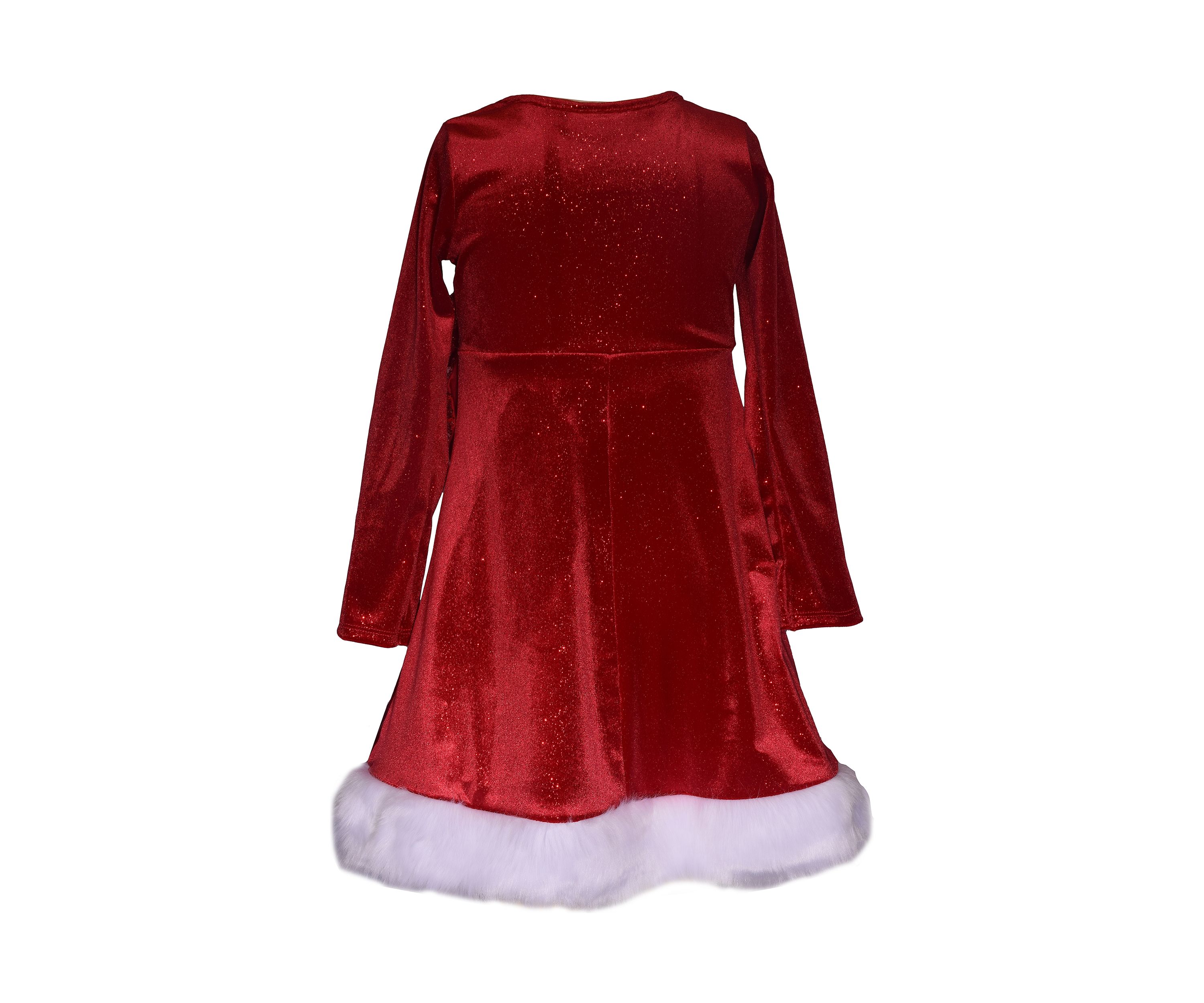 Toddler Girls Stretch Velvet Dress with Fur