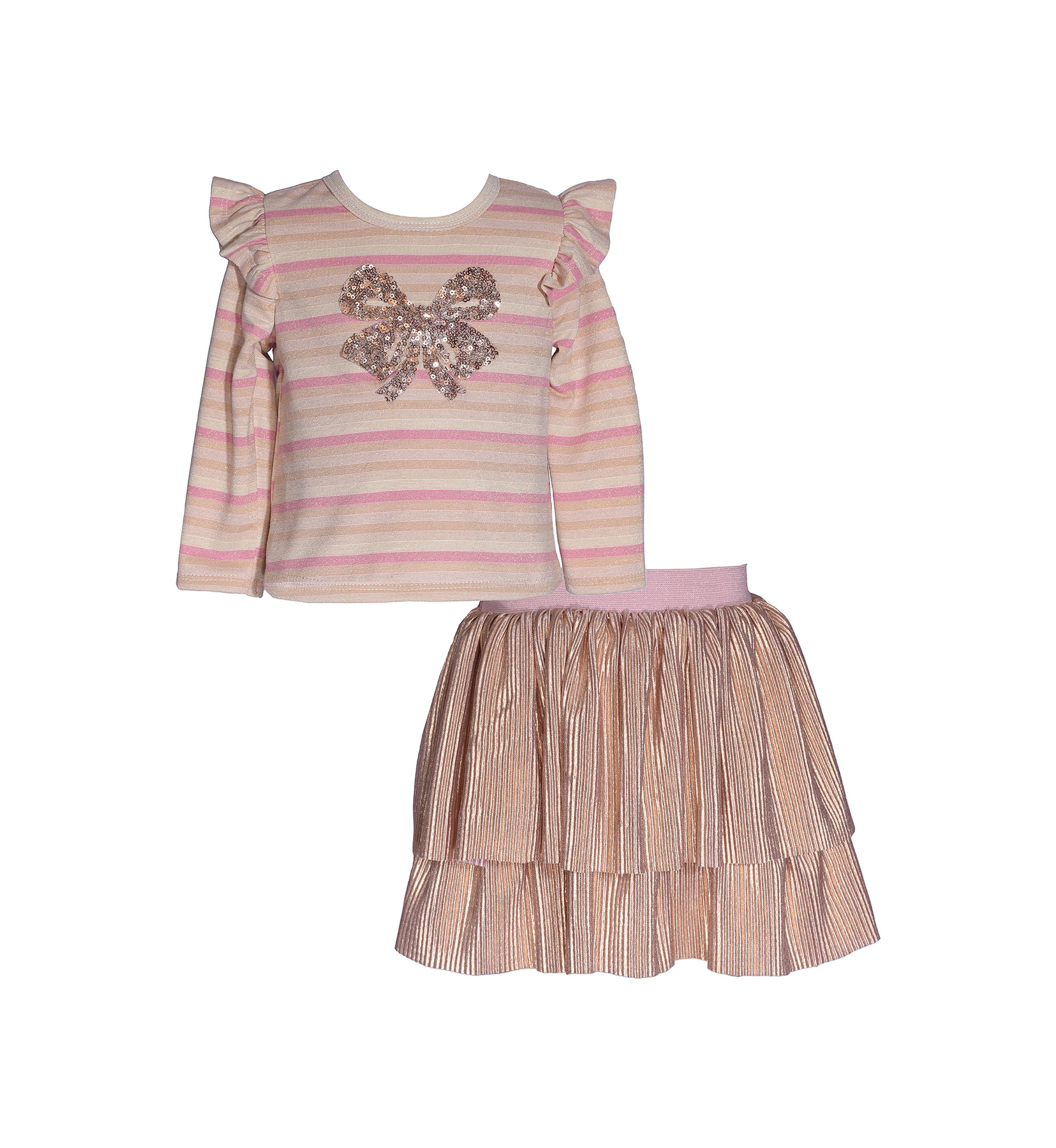Toddler Girls Stripe Top and Sequin Skirt Set