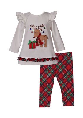 Bonnie Jean Toddler Girls Ruffled Reindeer Appliqué Set Belk