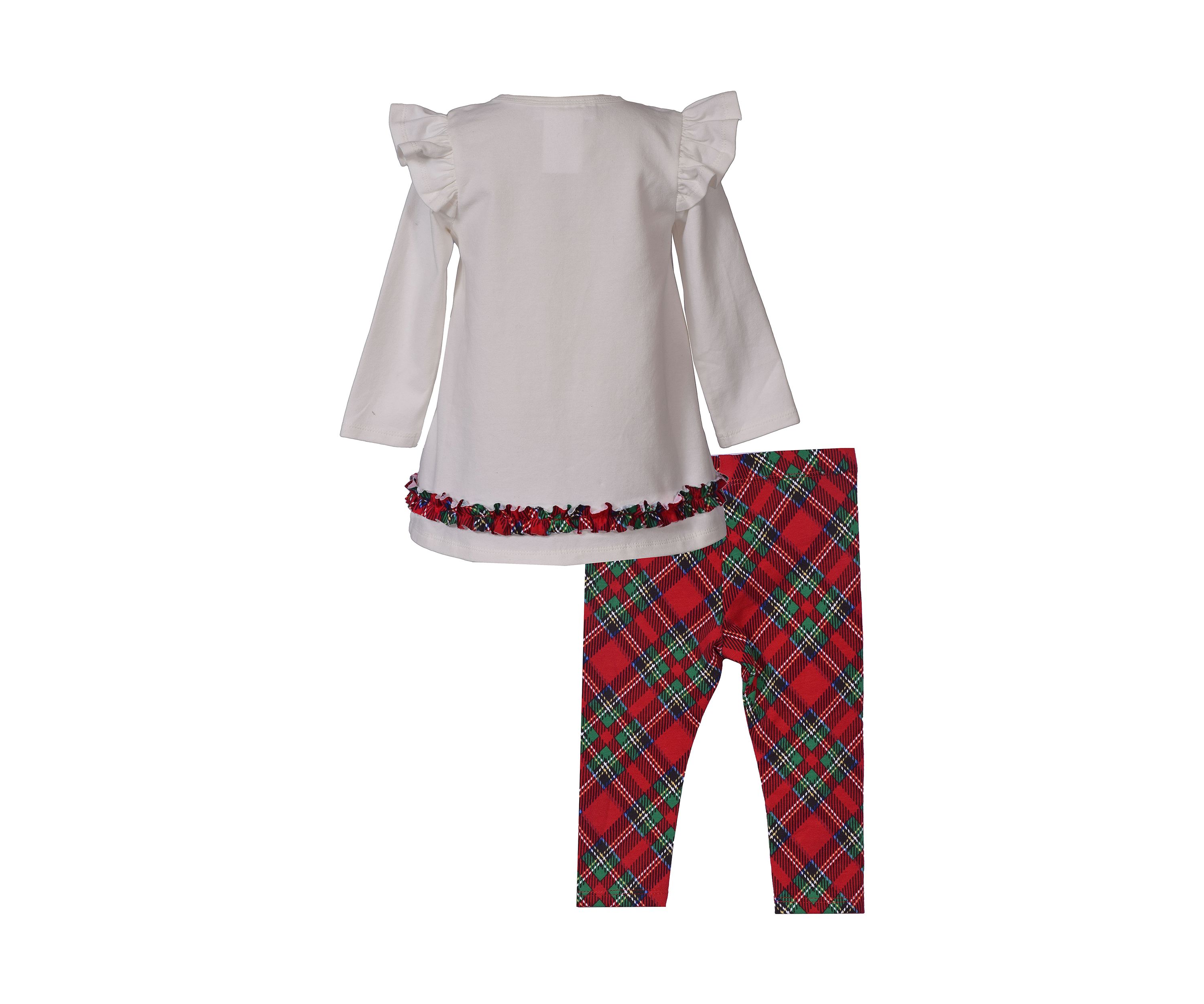 Toddler Girls Ruffled Reindeer Appliqué Set