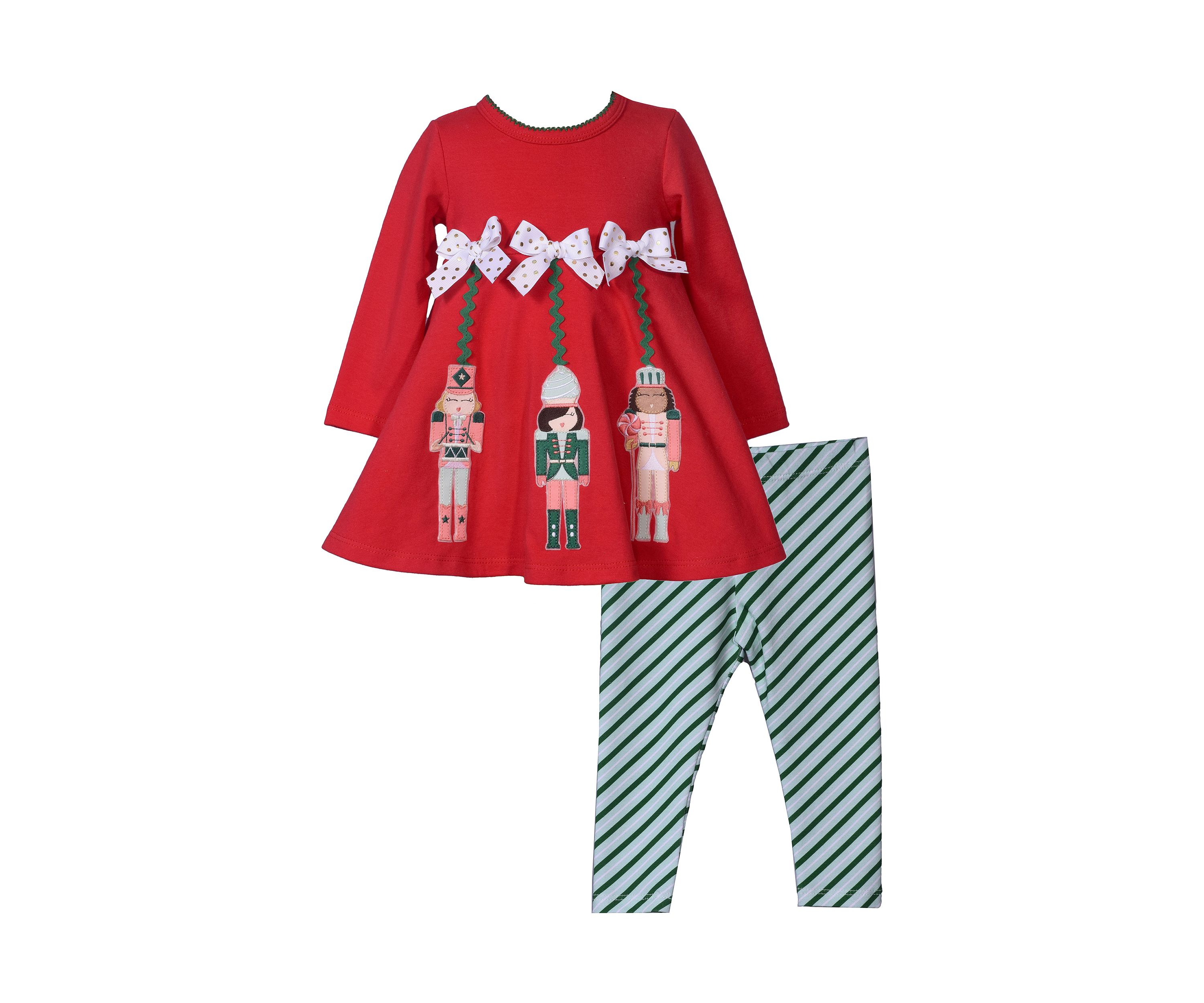 Toddler Girls Nutcracker Appliqué Top and Striped Leggings Set