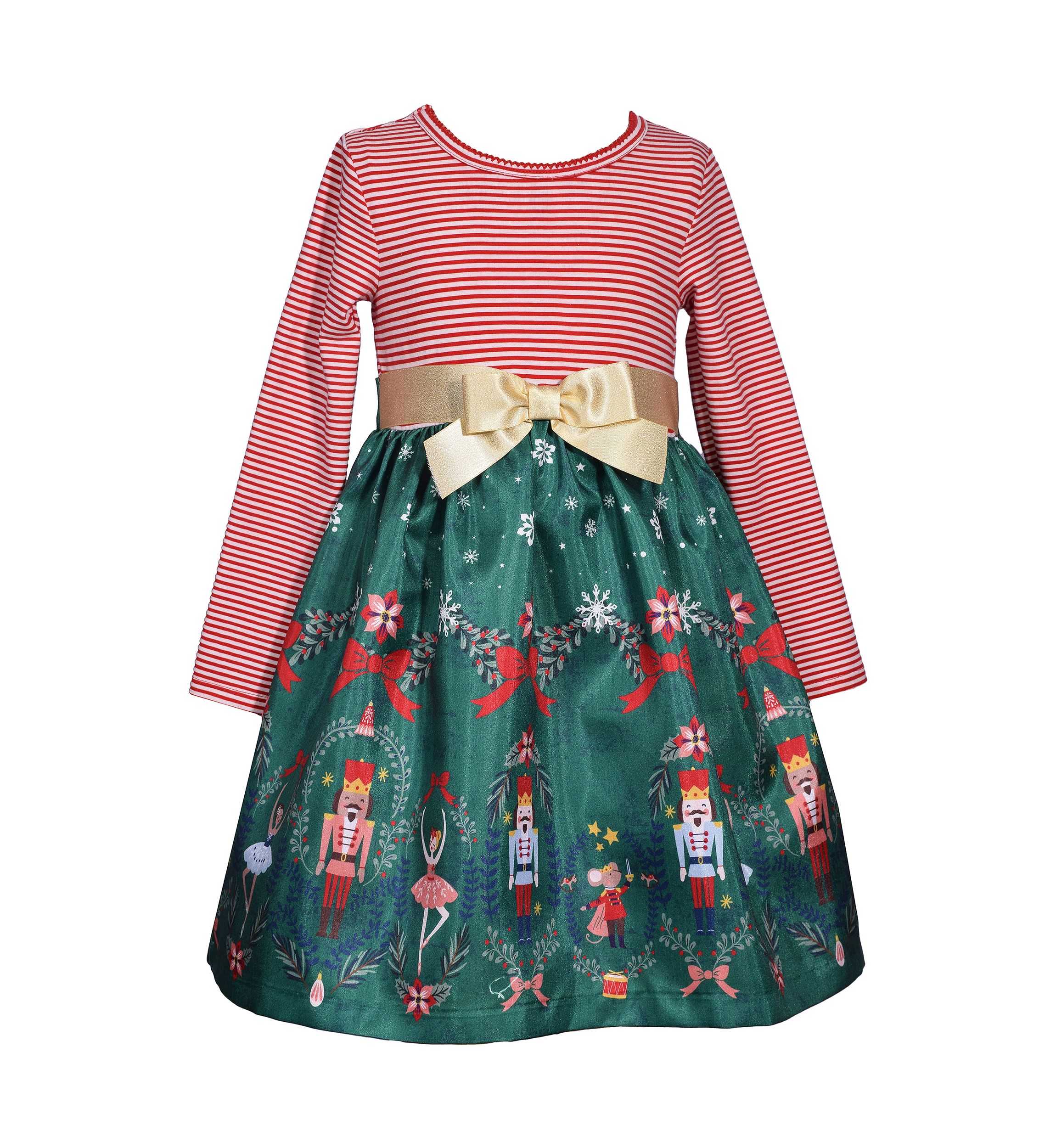 Toddler Girls Striped Nutcracker Printed Dress