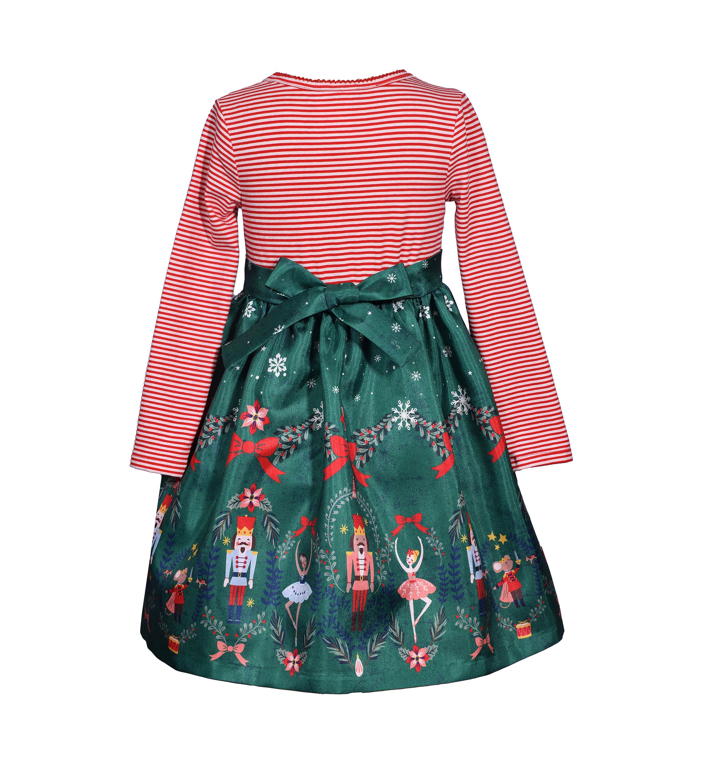 Toddler Girls Striped Nutcracker Printed Dress