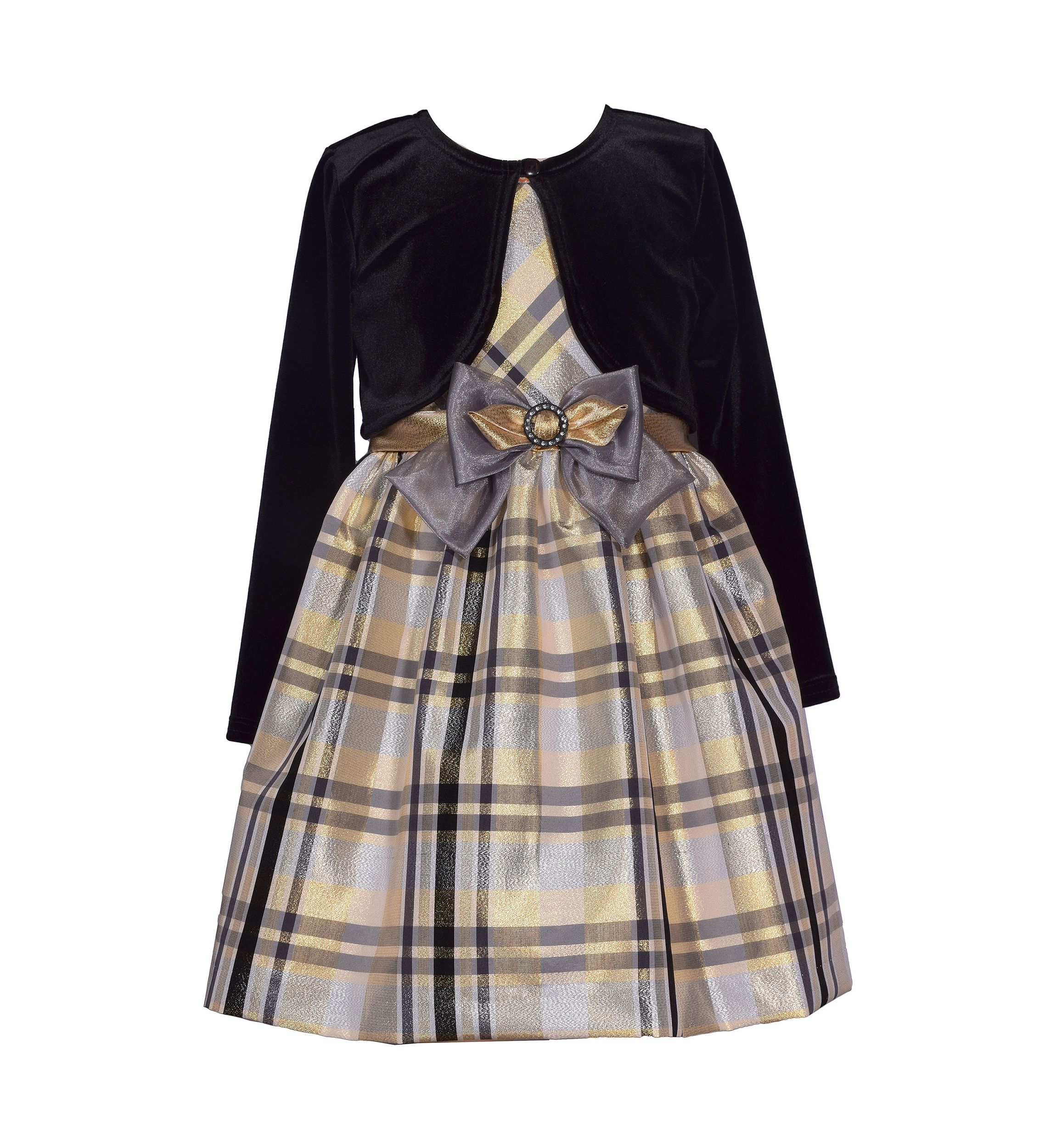 Toddler Girls Plaid Printed Jacket Dress