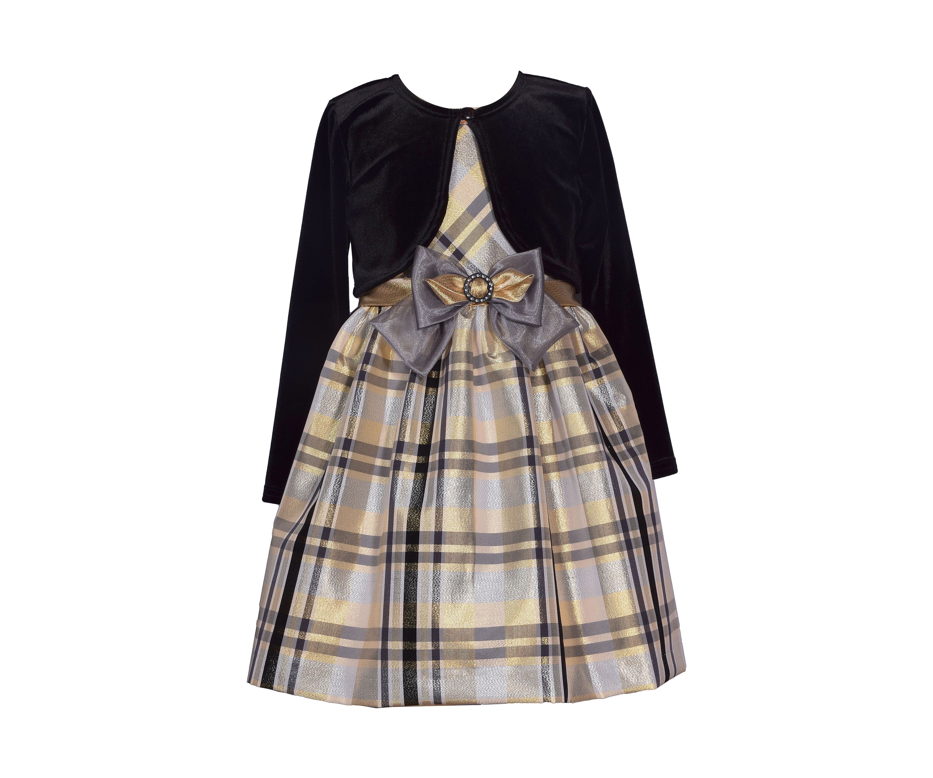 Toddler Girls Plaid Printed Jacket Dress