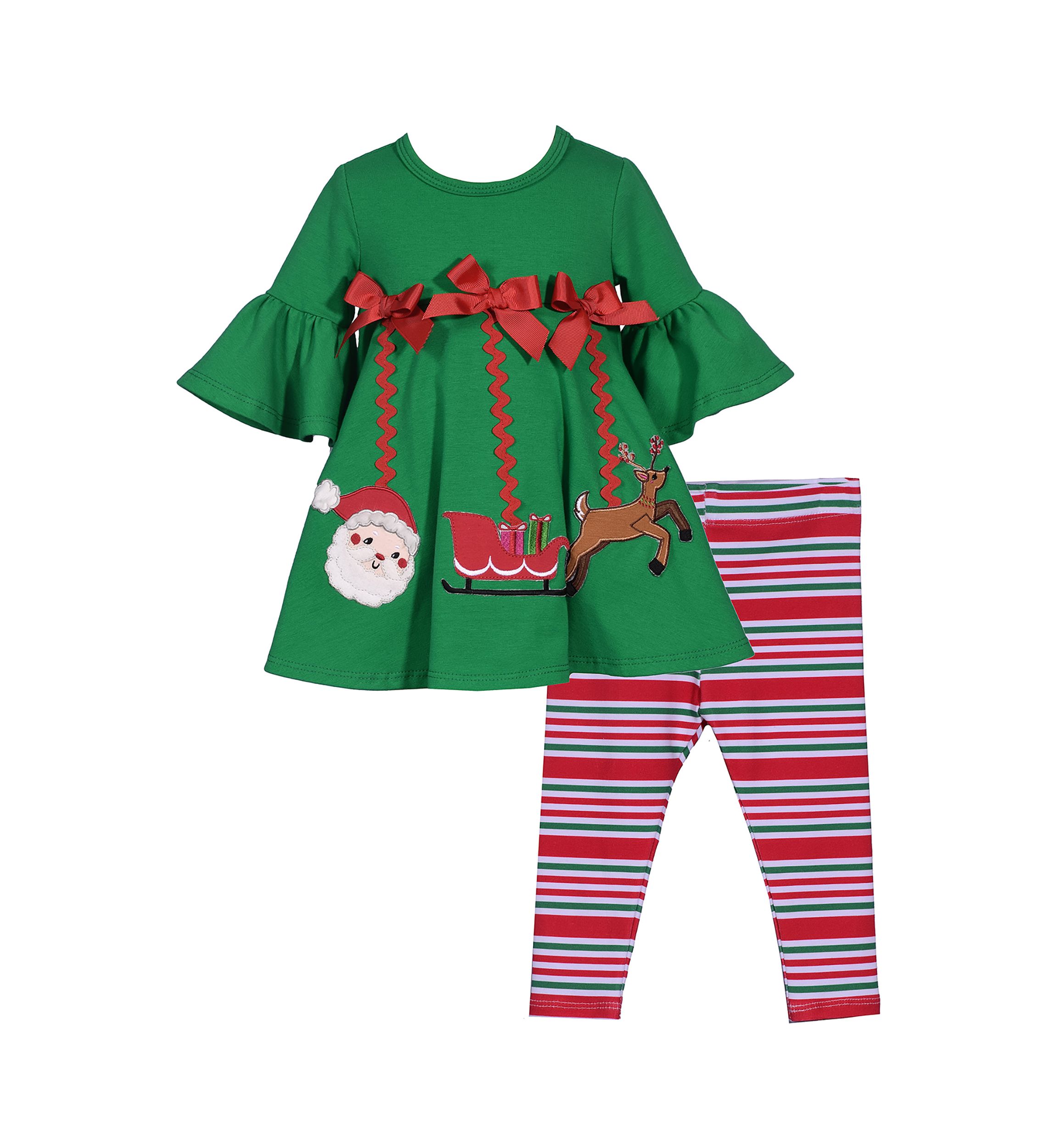 Toddler Girls Hanging Ornament Appliqué Top and Printed Leggings Set