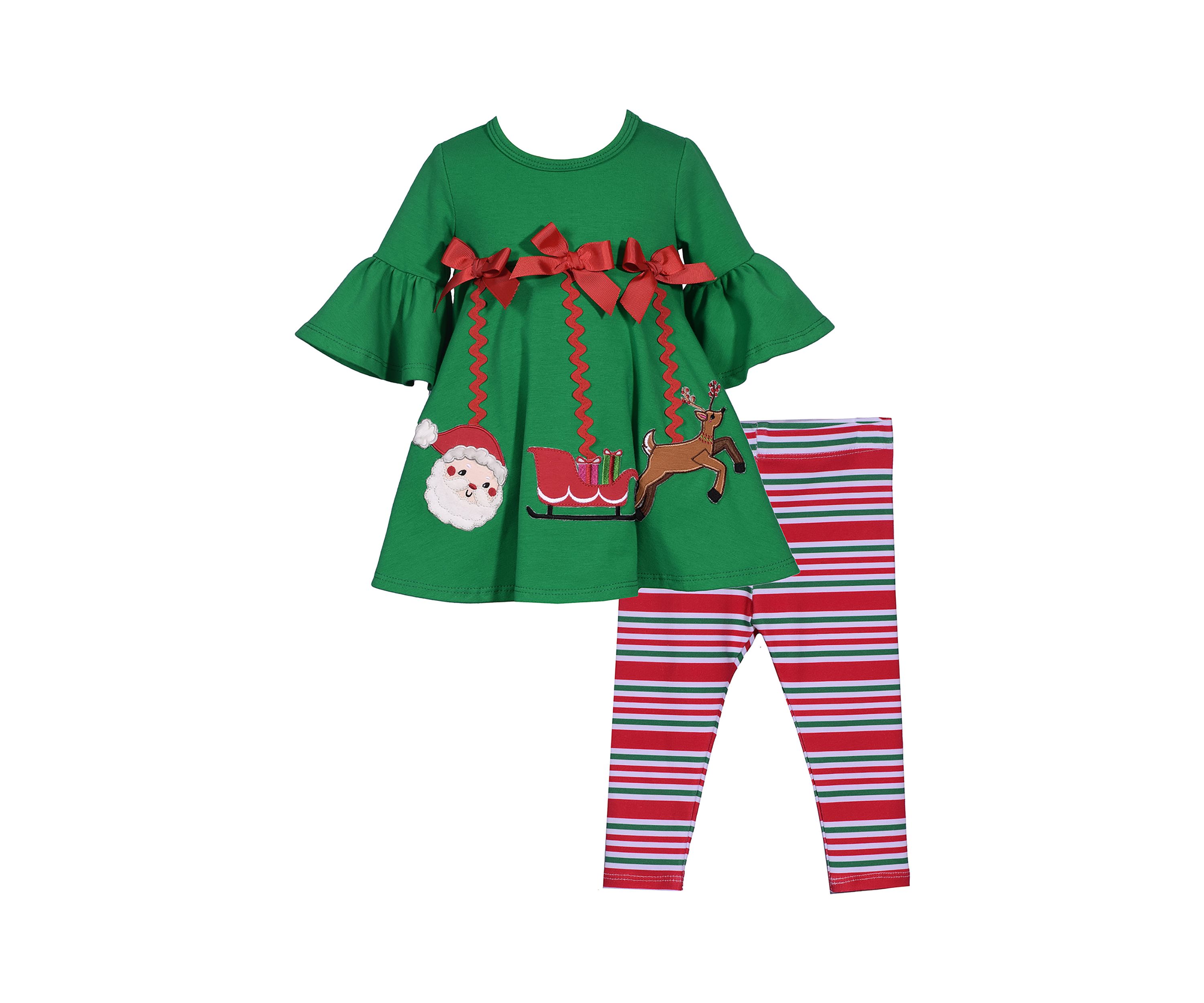 Toddler Girls Hanging Ornament Appliqué Top and Printed Leggings Set