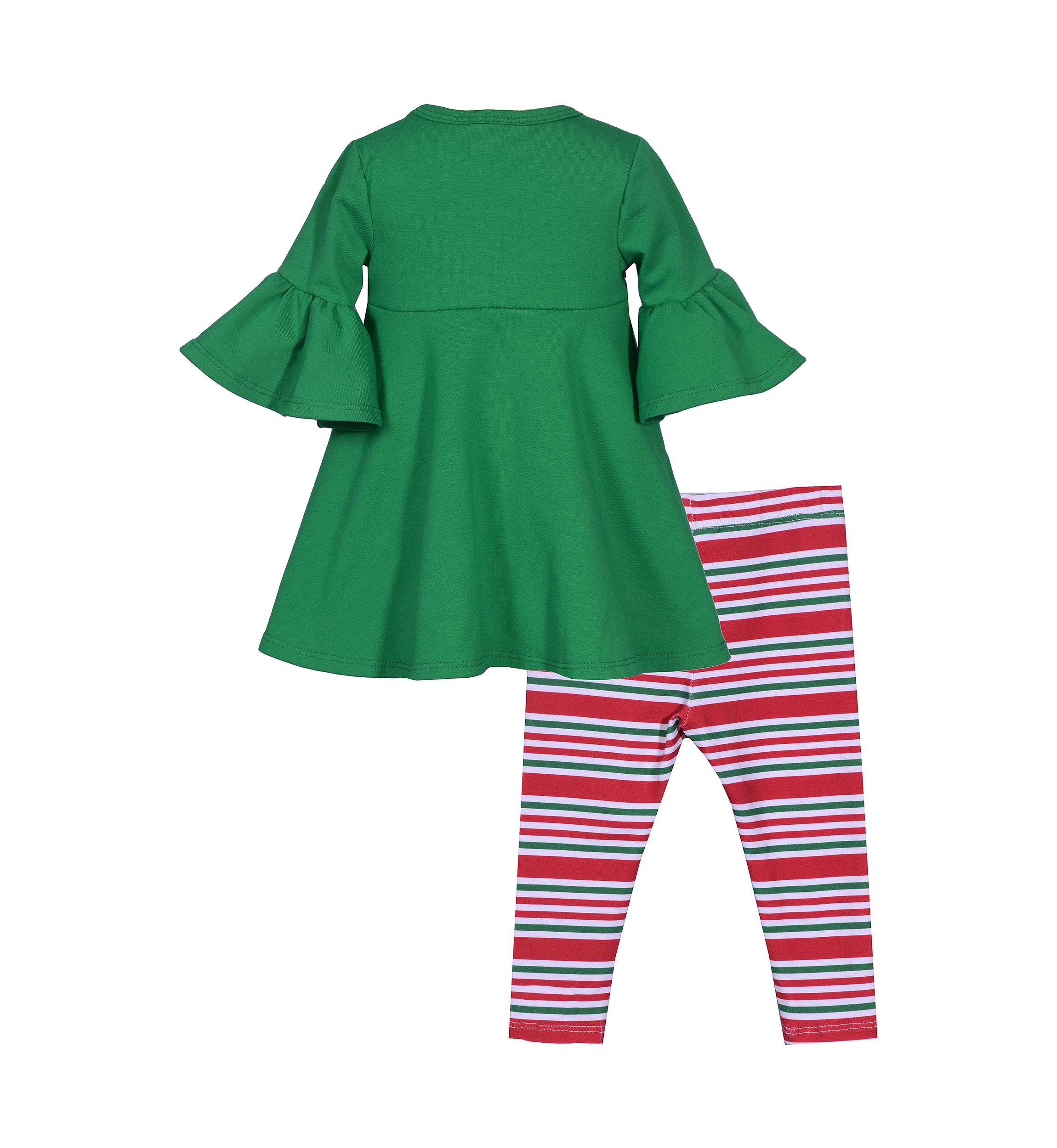 Toddler Girls Hanging Ornament Appliqué Top and Printed Leggings Set