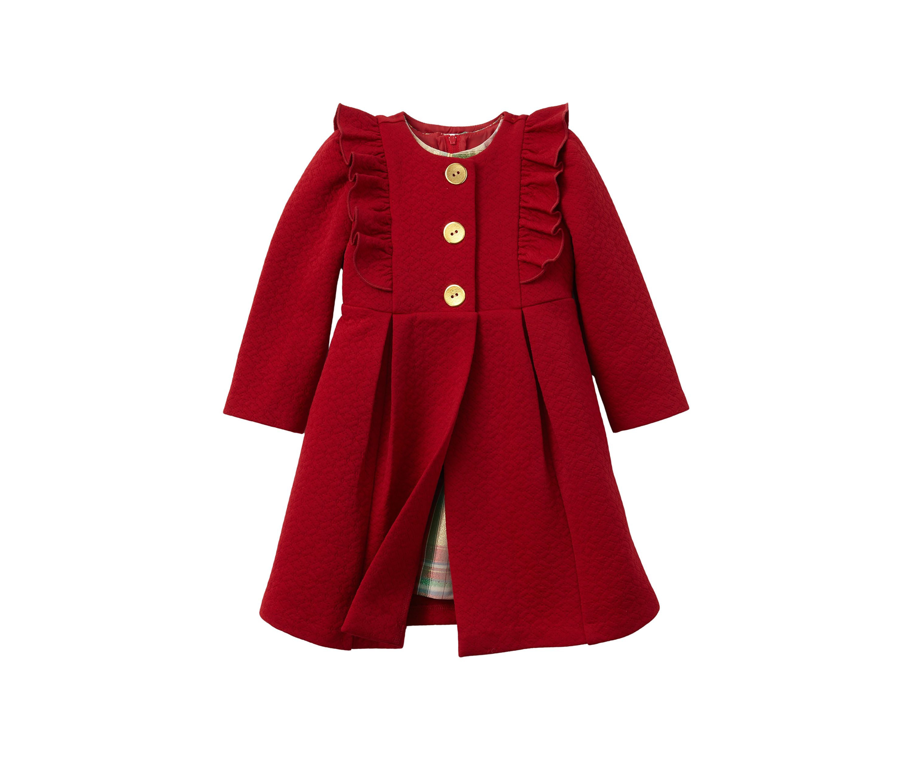 Toddler Girls Plaid Dress with Coat