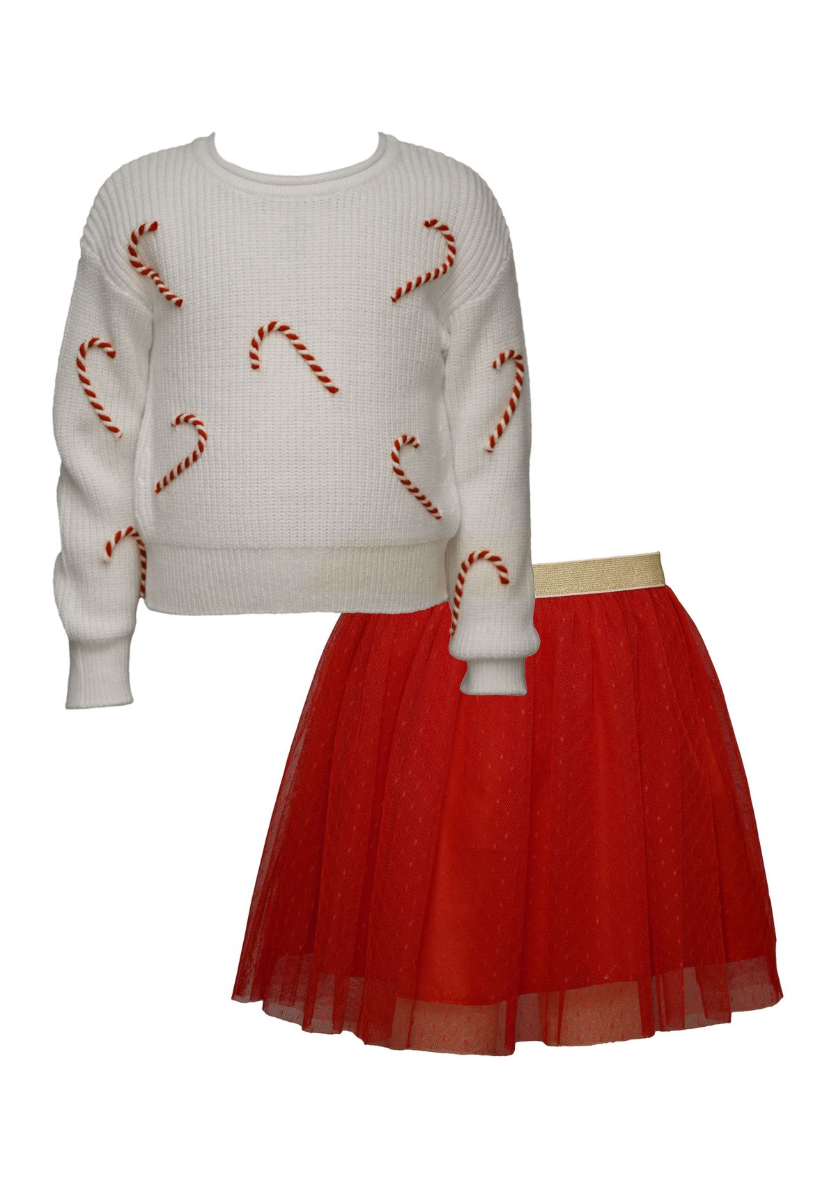 Toddler Girls Candy Cane Sweater & Skirt Set