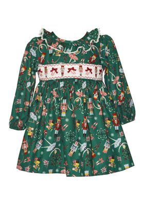 Bonnie Jean Toddler Girls Long Sleeve Smocked Nutcracker Dress