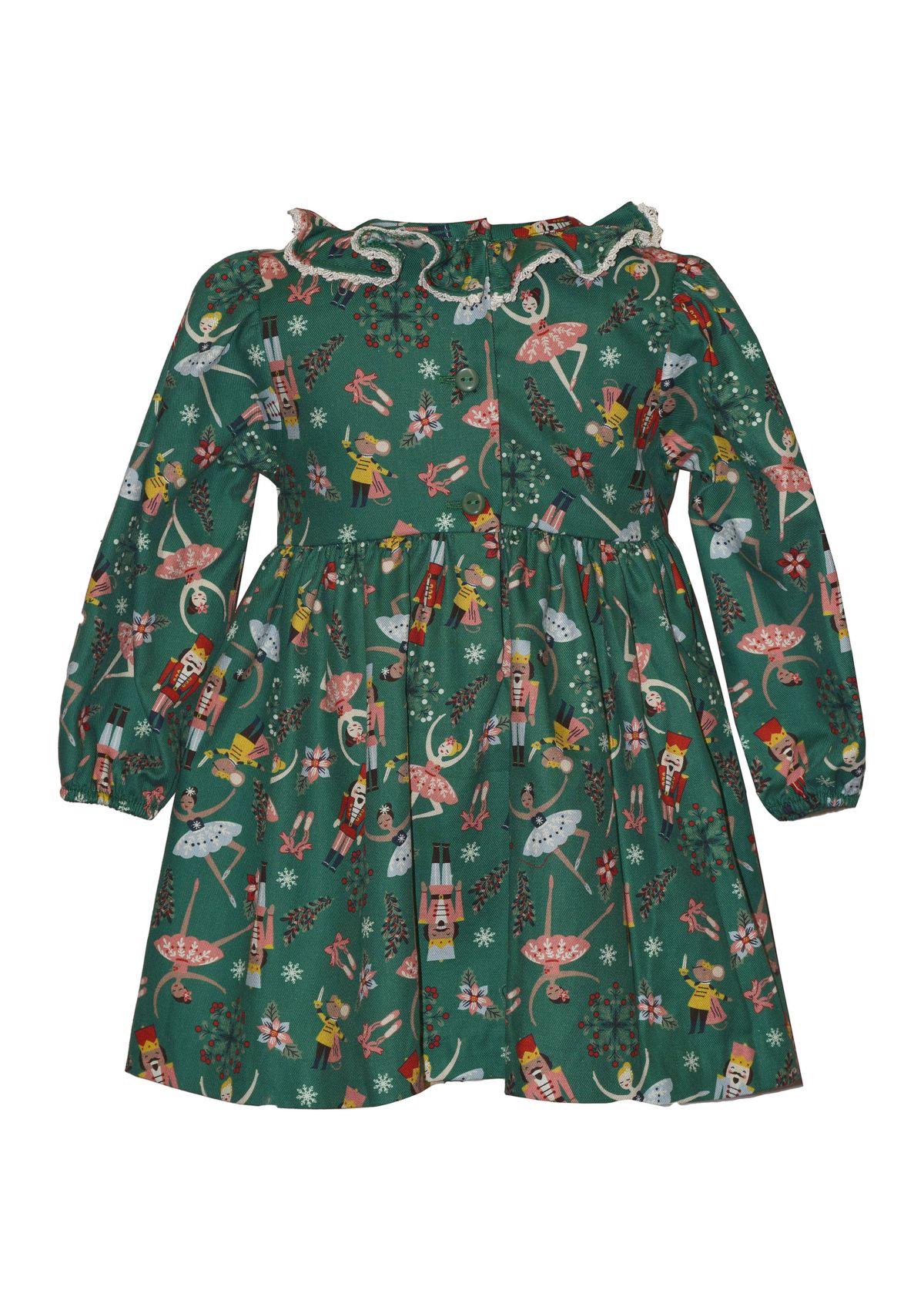 Toddler Girls Long Sleeve Smocked Nutcracker Dress 