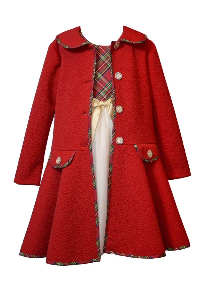 Toddler Girls Coat Dress with Plaid 