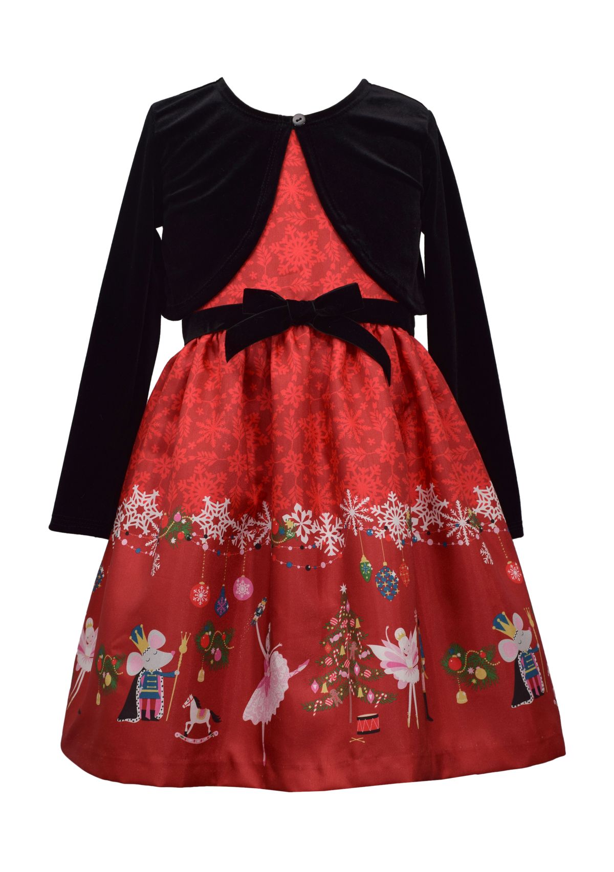 Toddler Girls Long Sleeve Nutcracker Dress with Cardigan