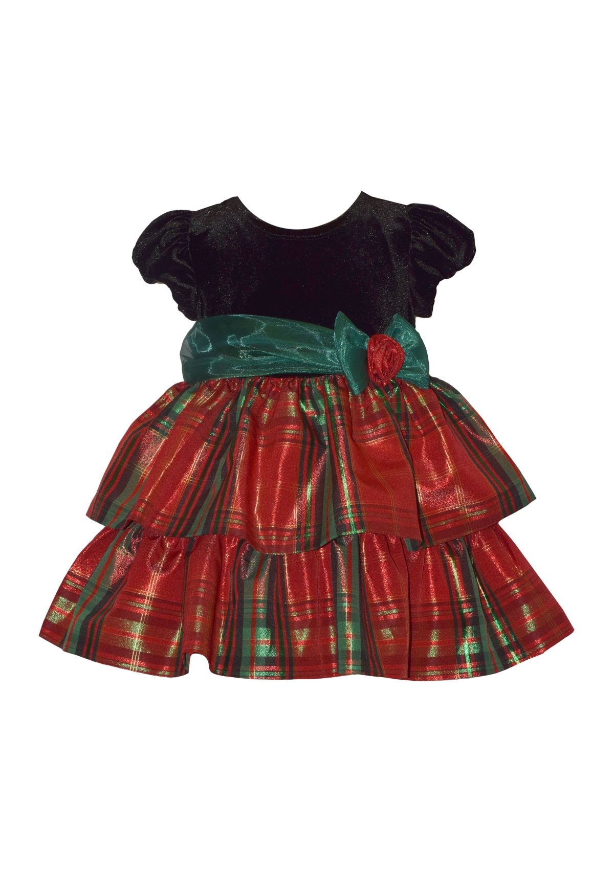 Toddler Girls Plaid Dress with Bow