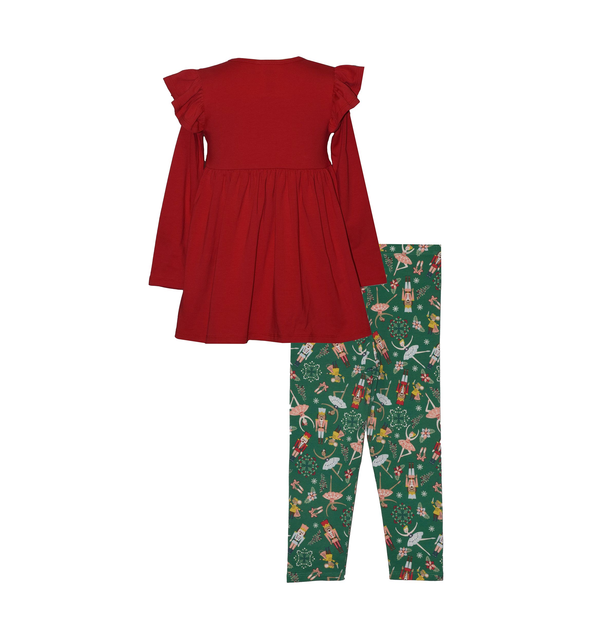 Toddler Girls Long Sleeve Nutcracker Set with Printed Leggings