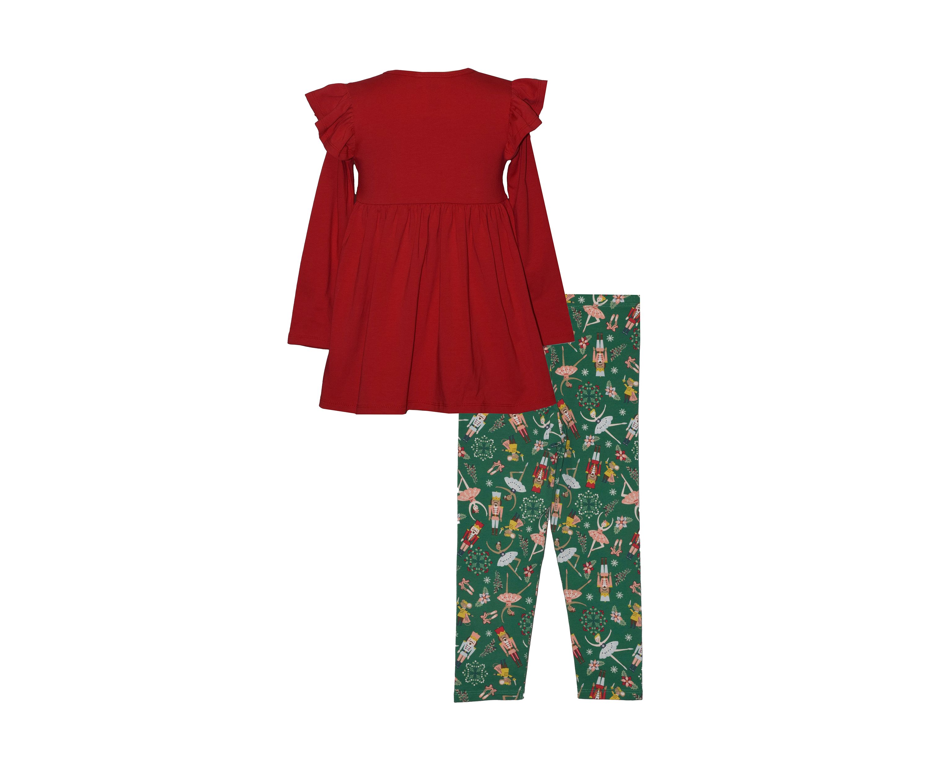 Toddler Girls Long Sleeve Nutcracker Set with Printed Leggings
