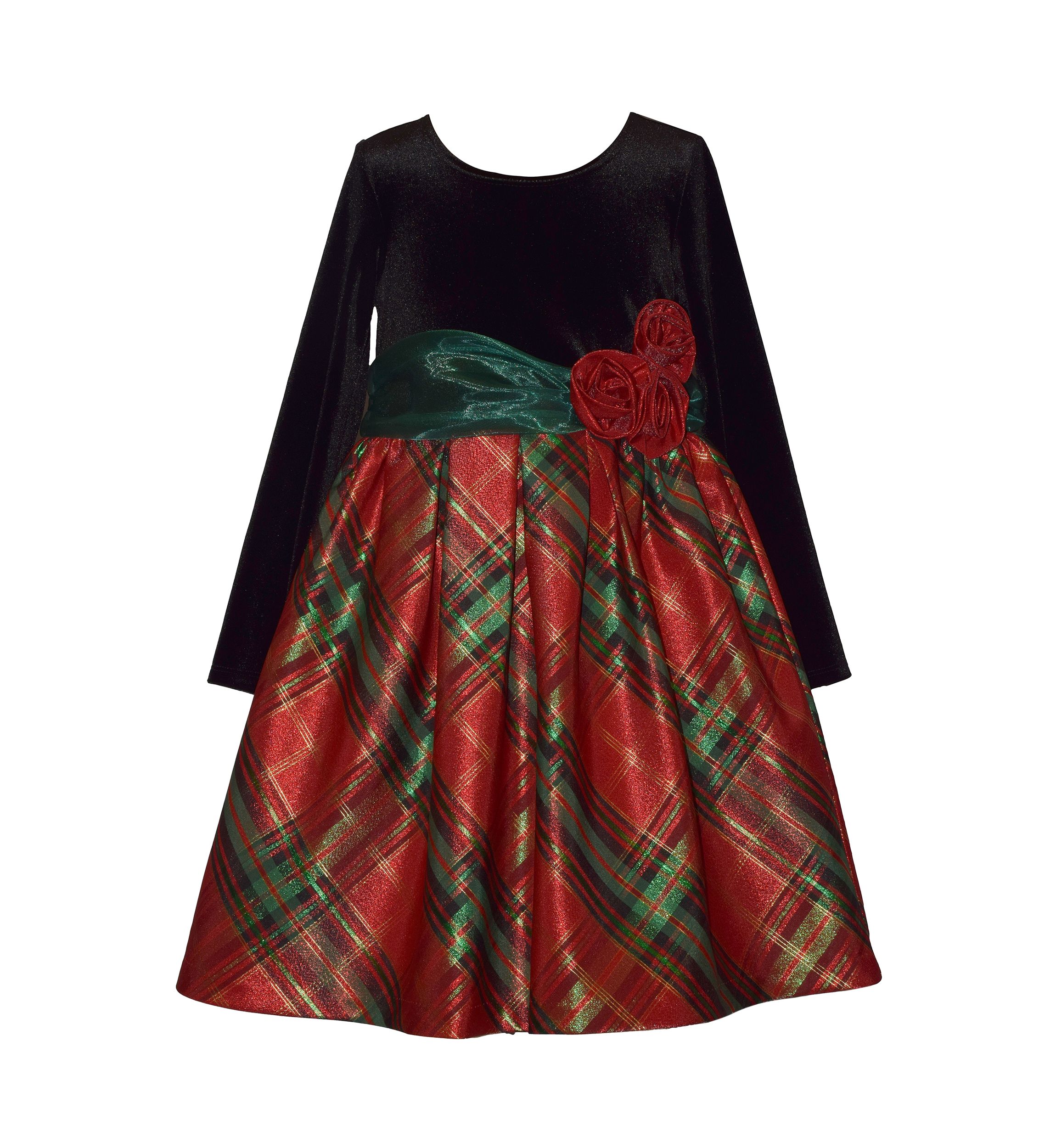 Girls 7-16 Red Plaid Dress with Bow