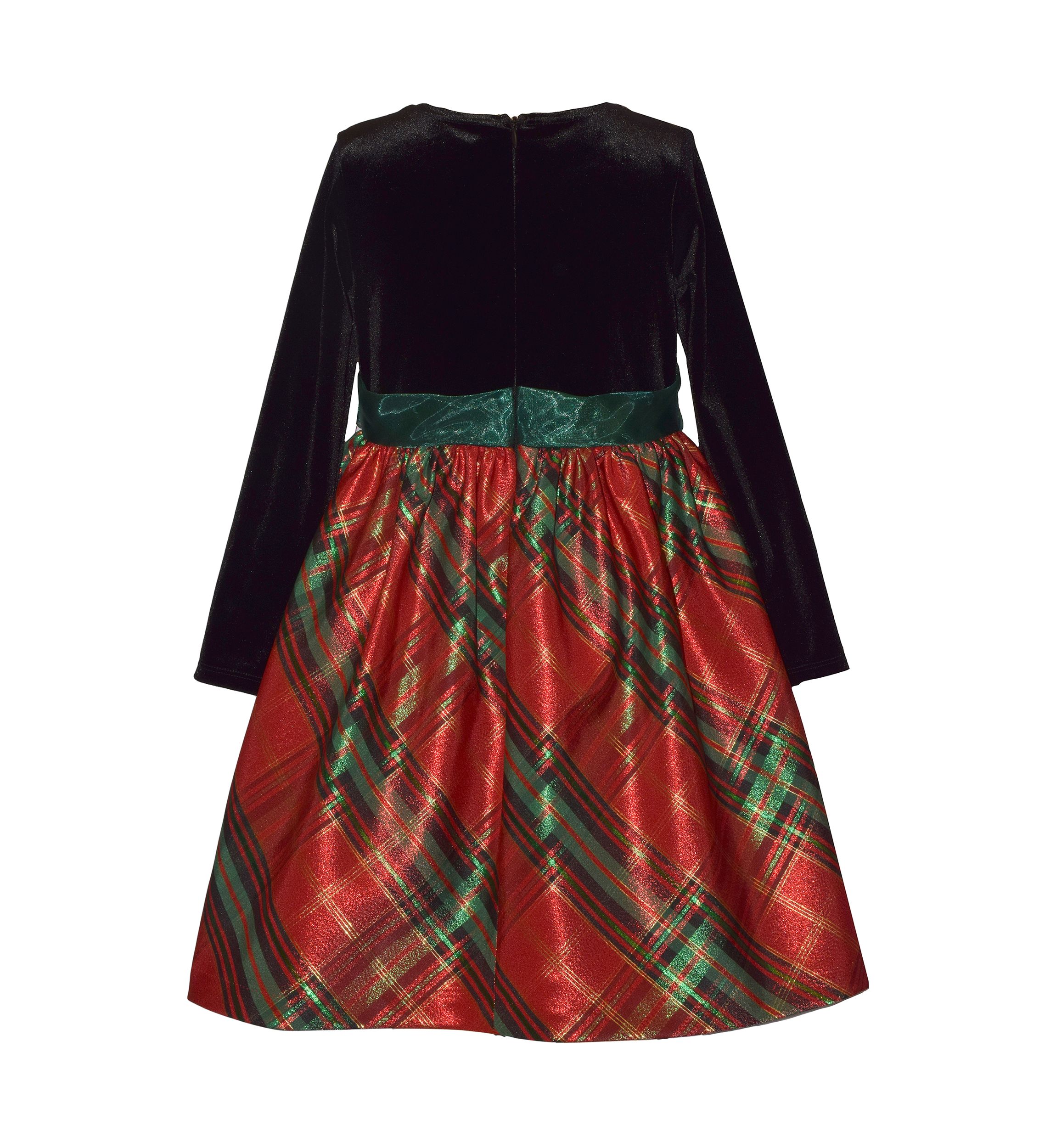 Girls 7-16 Red Plaid Dress with Bow