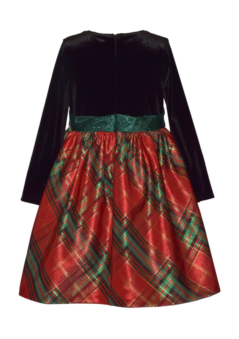 Girls 7-16 Red Plaid Dress with Bow