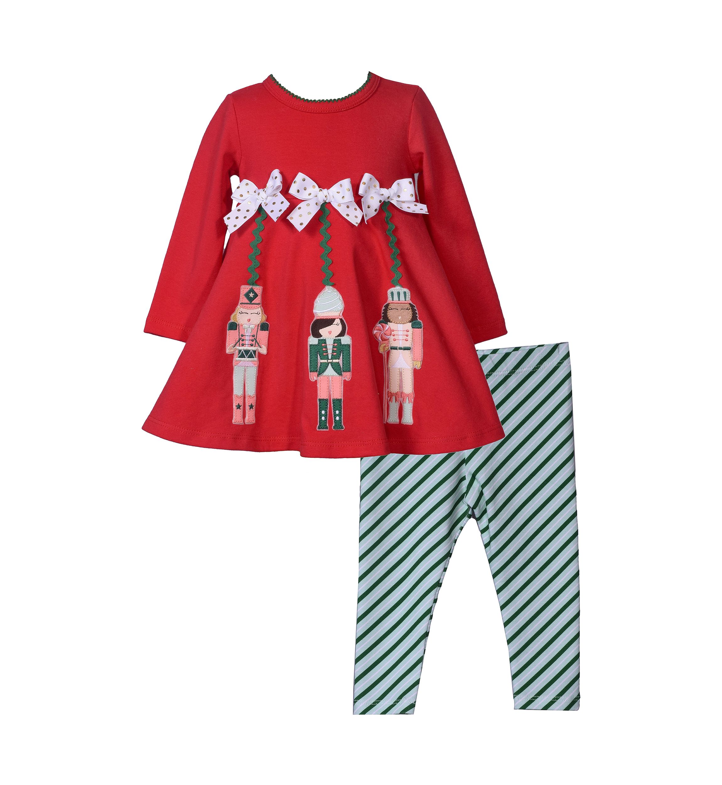 Baby Girls Nutcracker Appliqué Top and Striped Leggings Set