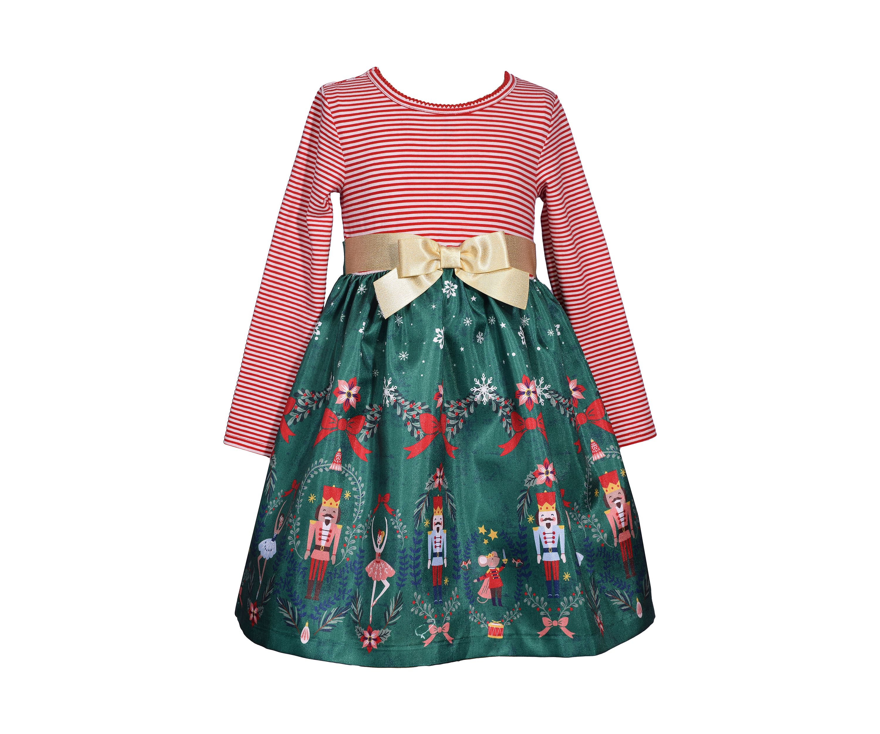 Baby Girls Striped Nutcracker Printed Dress
