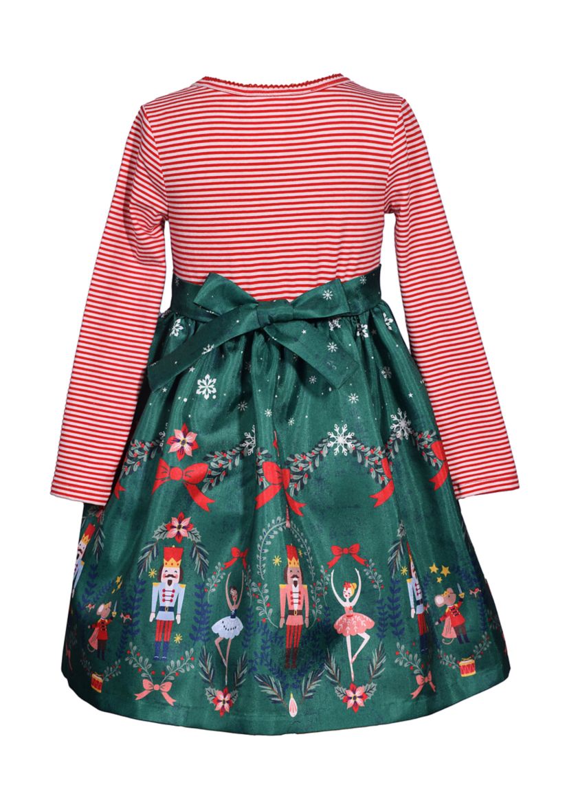 Baby Girls Striped Nutcracker Printed Dress
