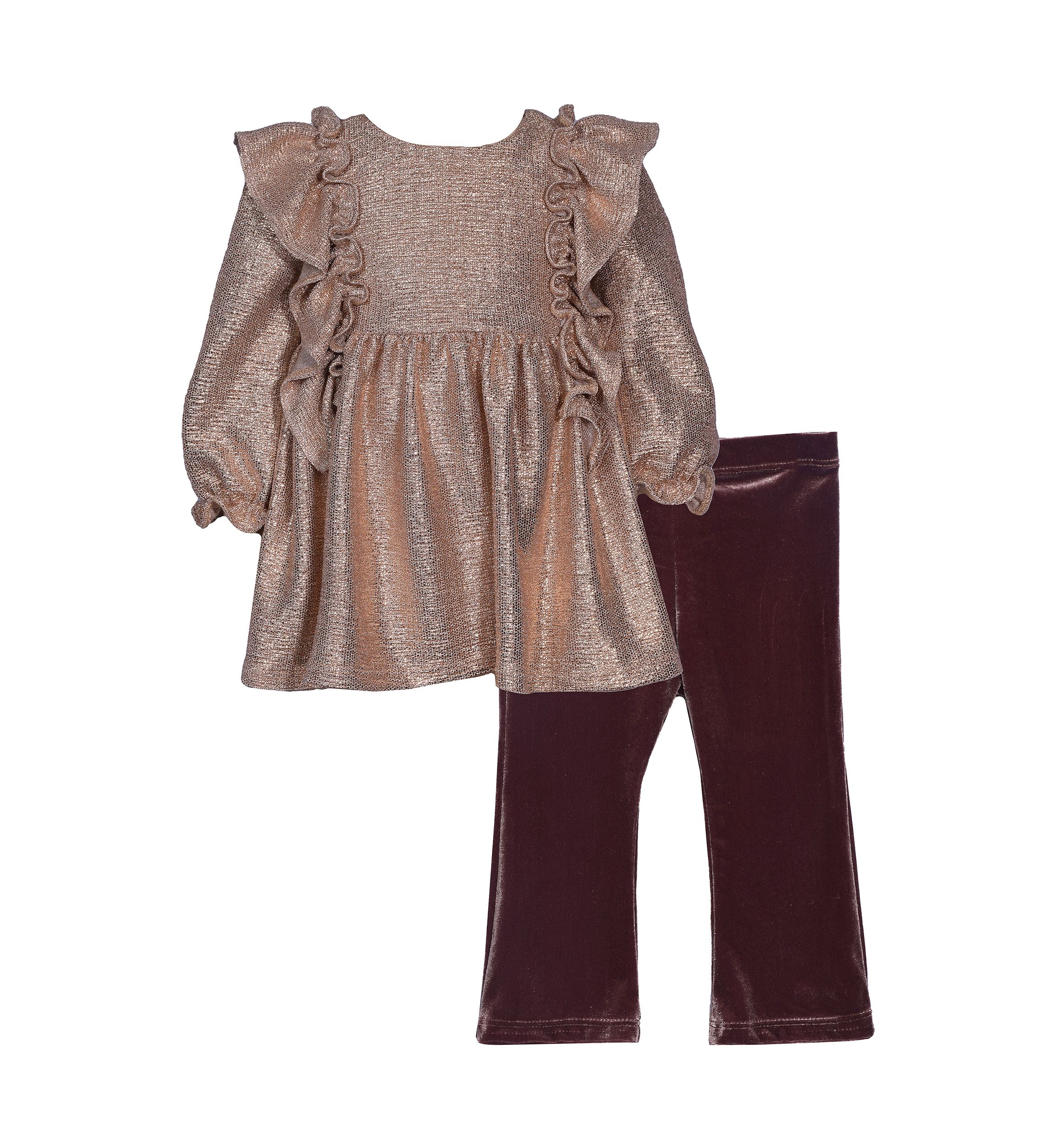 Baby Girls Ruffle Top and Velvet Pants Set