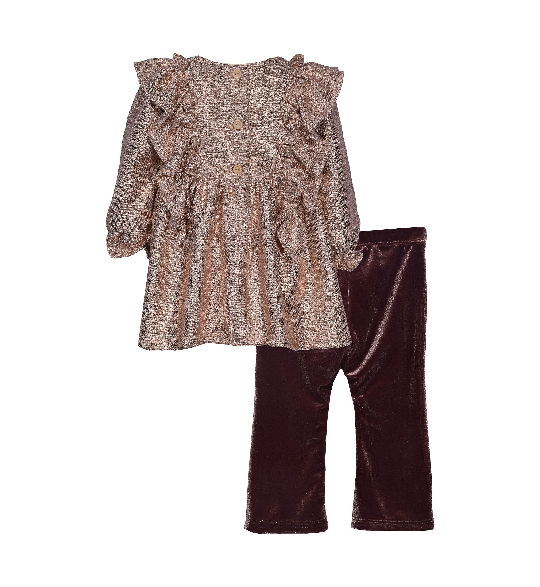 Baby Girls Ruffle Top and Velvet Pants Set