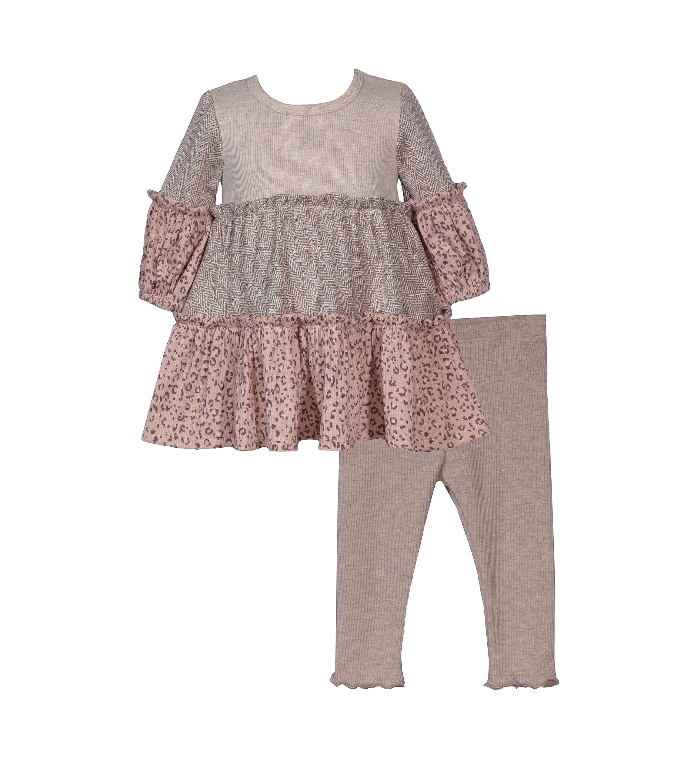 Baby Girls Mixed Media Top and Leggings Set