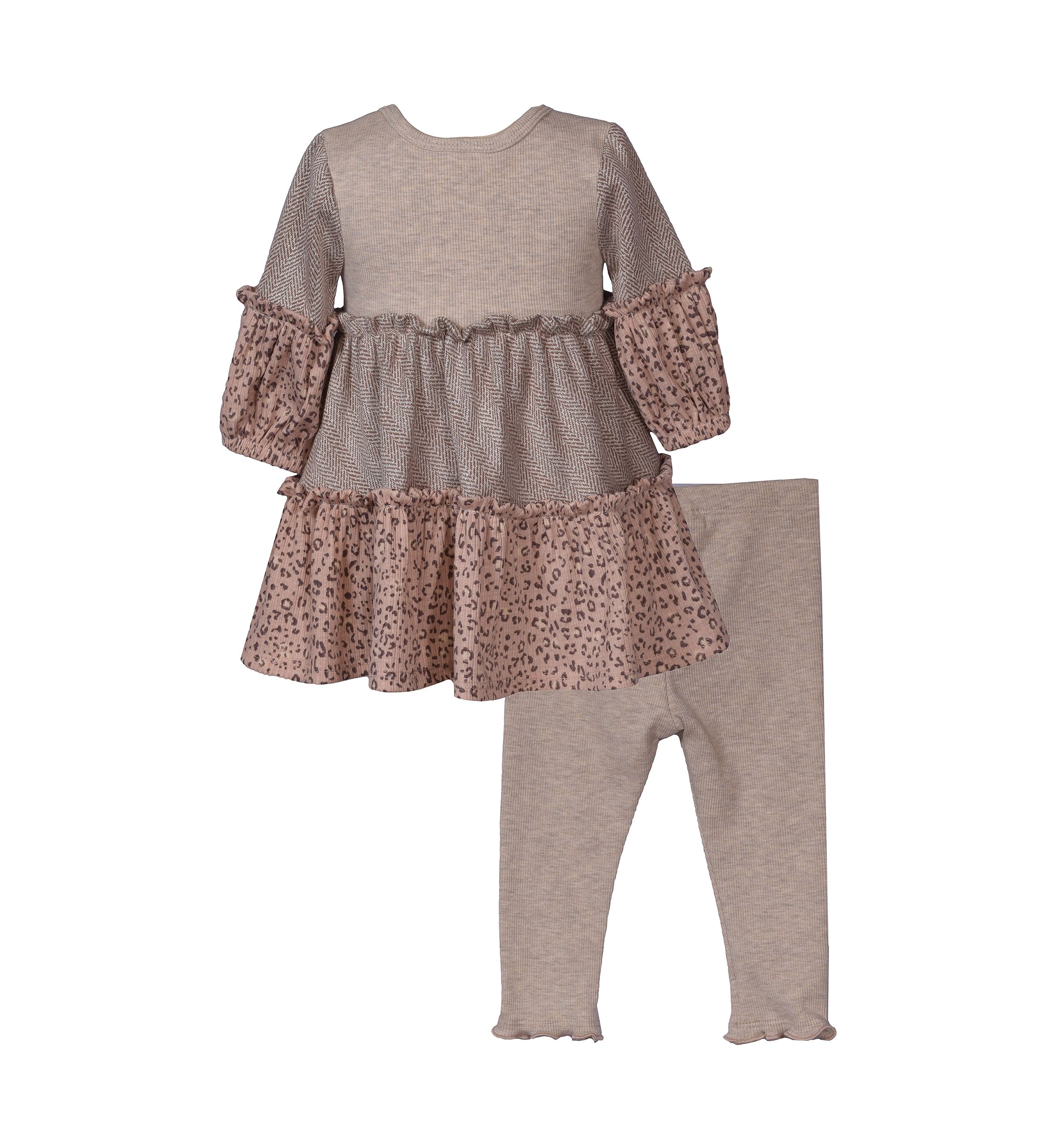 Baby Girls Mixed Media Top and Leggings Set