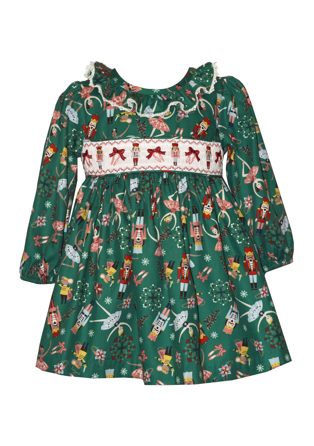 Baby Girls Long Sleeve Smocked Nutcracker Dress