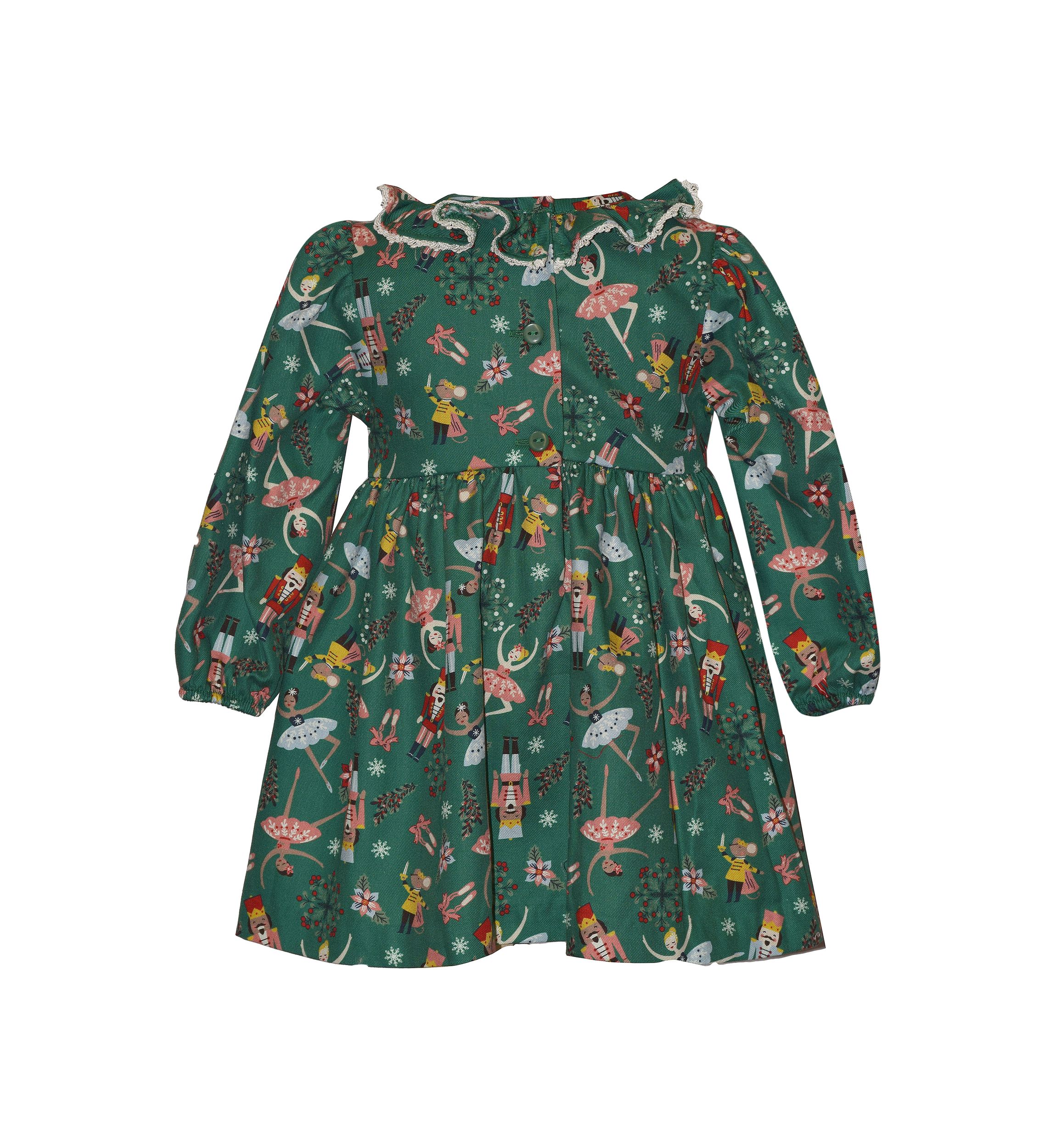 Baby Girls Long Sleeve Smocked Nutcracker Dress