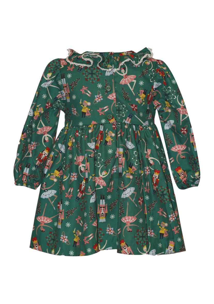 Baby Girls Long Sleeve Smocked Nutcracker Dress