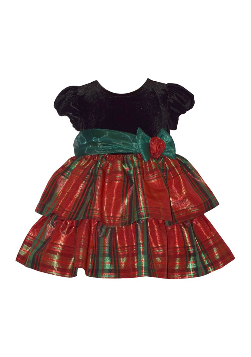 Baby Girls Short Sleeve Dress With Bow